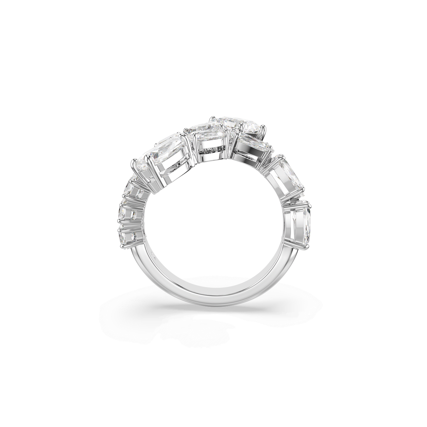 Matrix ring, Mixed cuts, White, Rhodium plated 5705761
