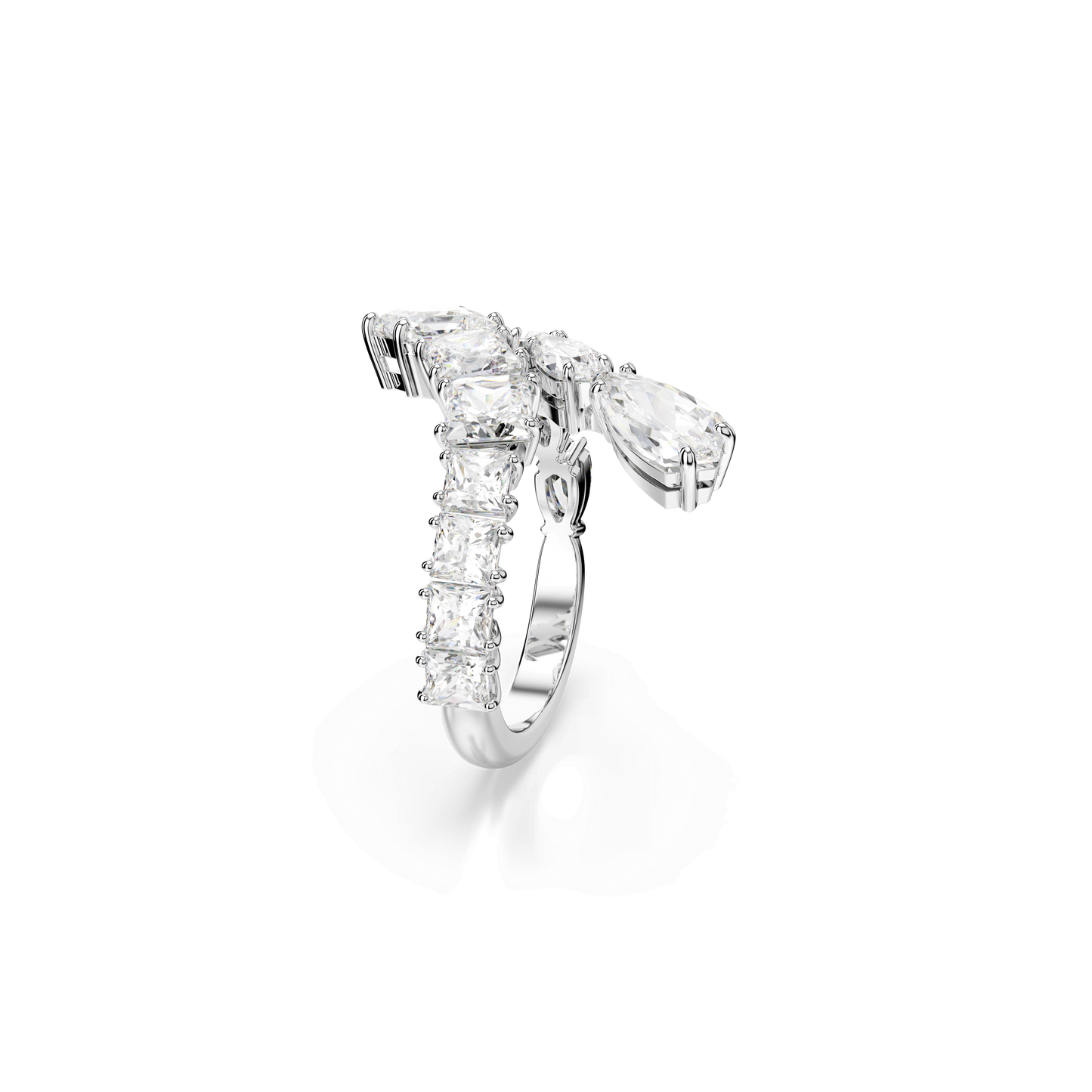 Matrix ring, Mixed cuts, White, Rhodium plated 5705763