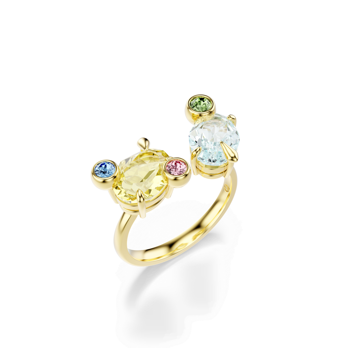 Gema ring, Set (3), Mixed cuts, Multicolored, Gold-tone plated 5705814