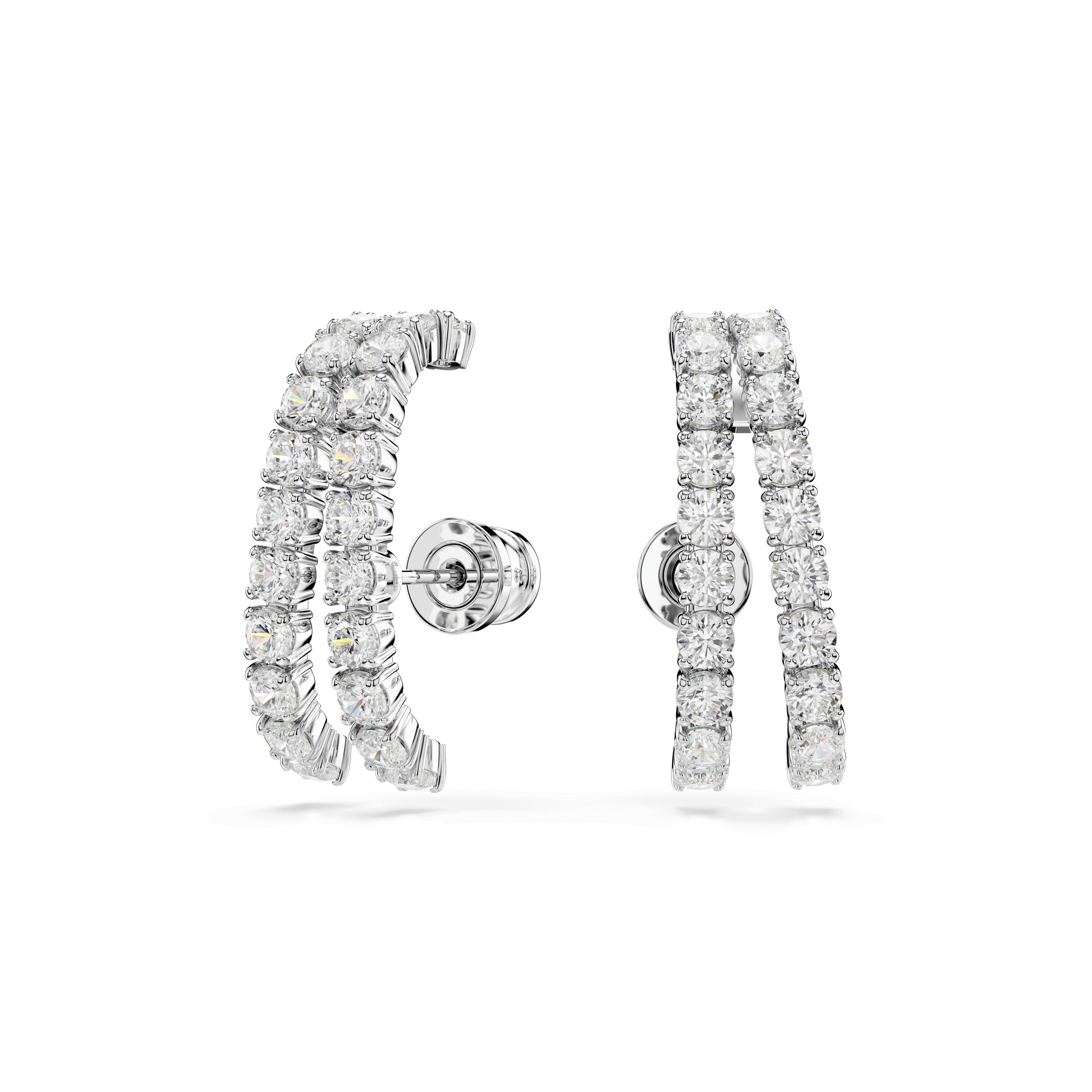 Matrix ear cuffs, Round cut, White, Rhodium plated 5705835