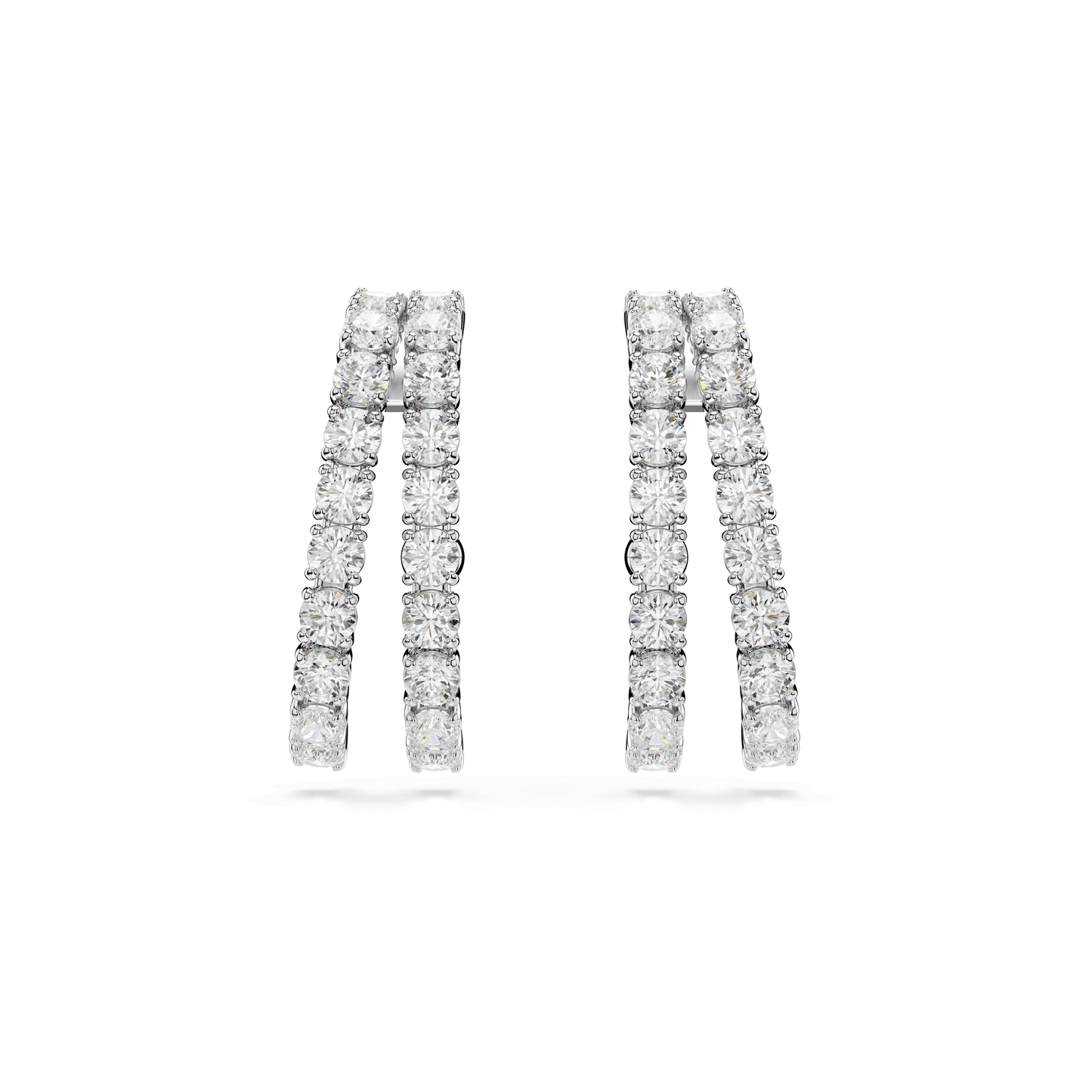 Matrix ear cuffs, Round cut, White, Rhodium plated 5705835
