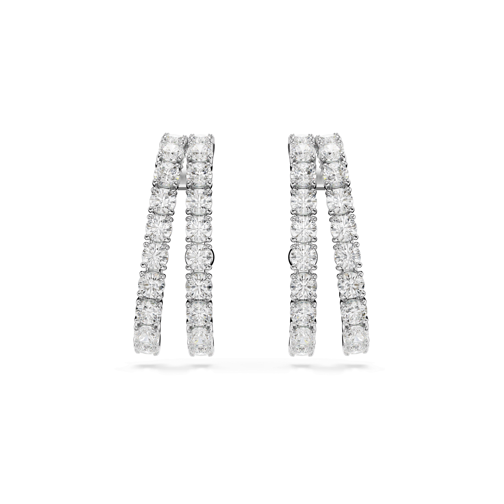 Matrix ear cuffs, Round cut, White, Rhodium plated 5705835