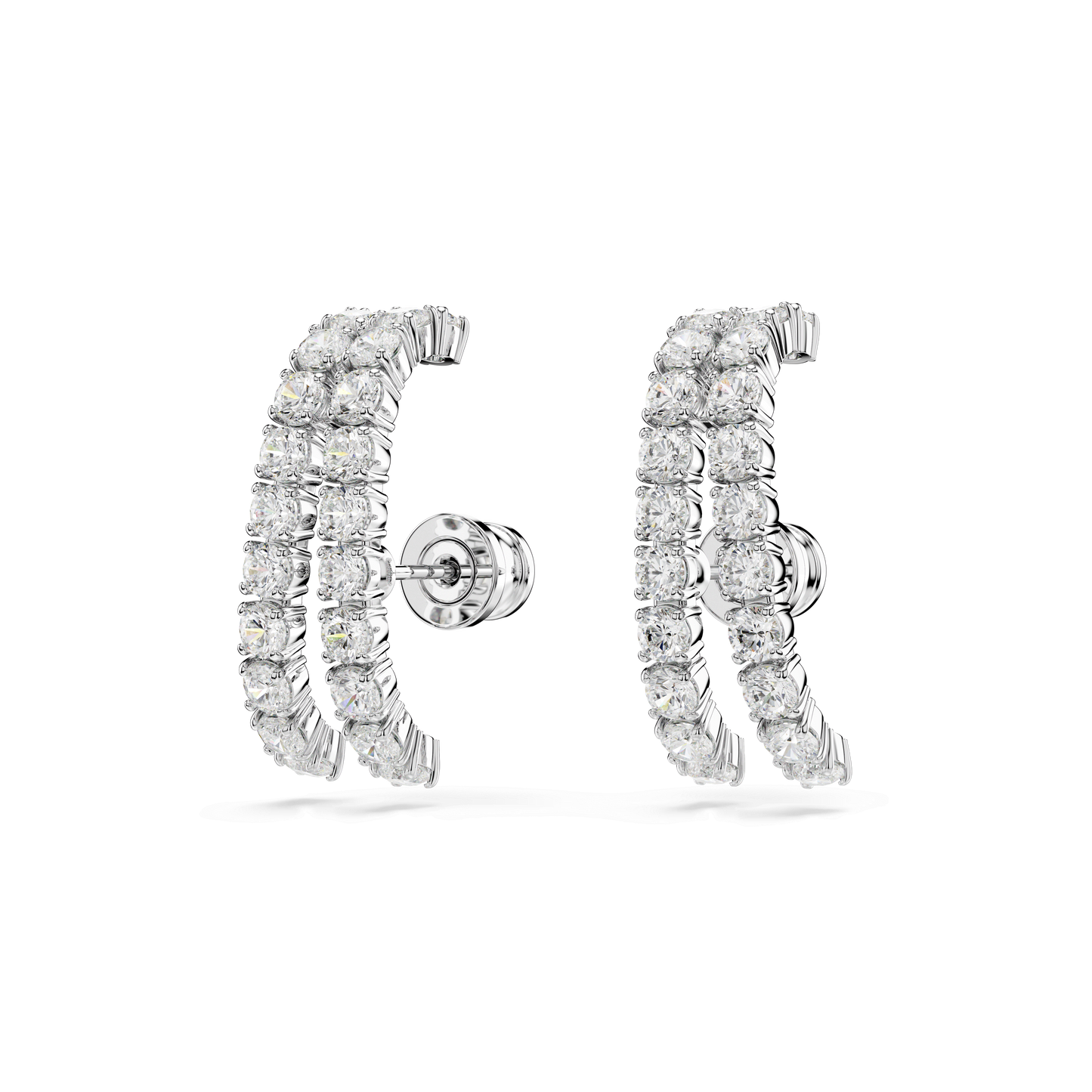 Matrix ear cuffs, Round cut, White, Rhodium plated 5705835