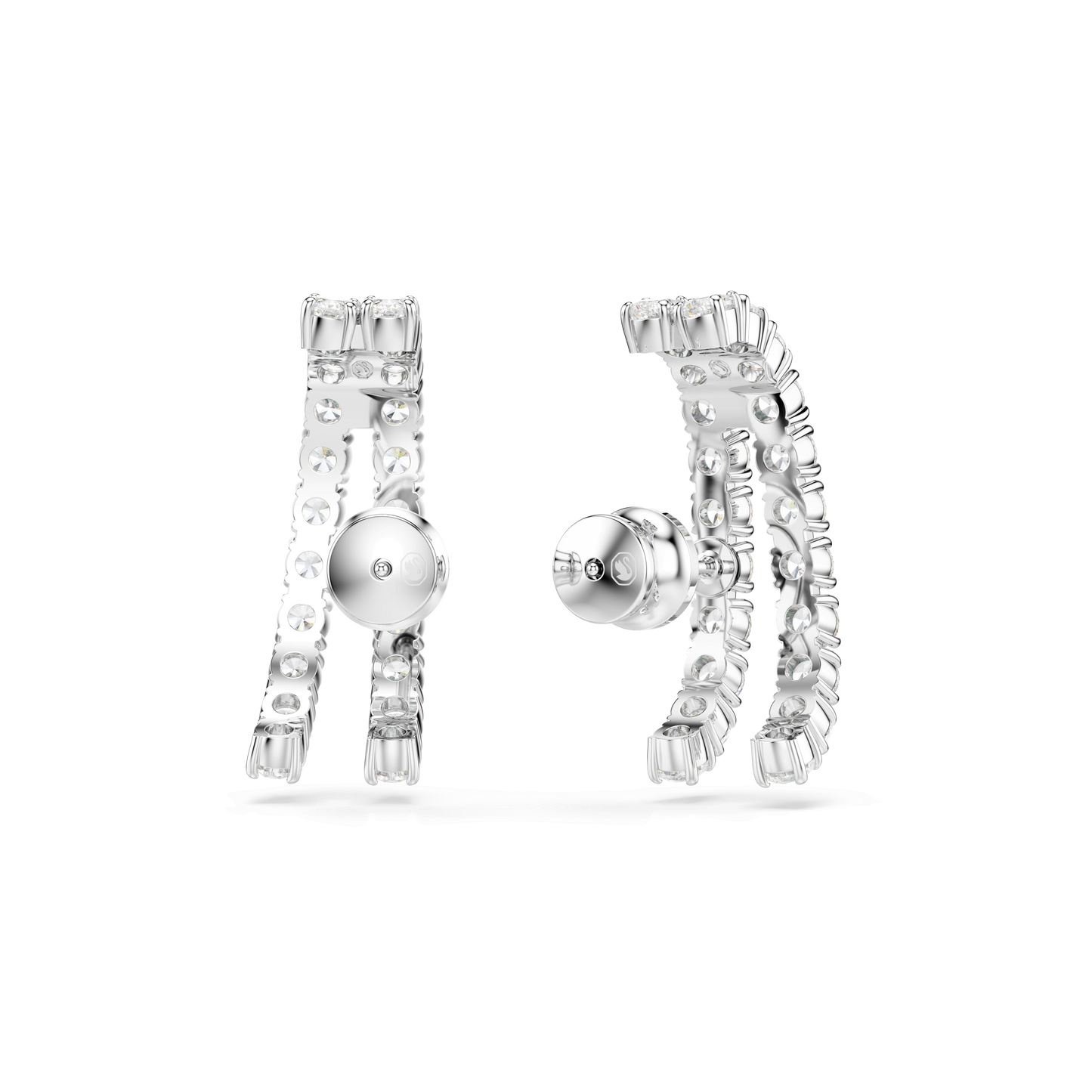 Matrix ear cuffs, Round cut, White, Rhodium plated 5705835