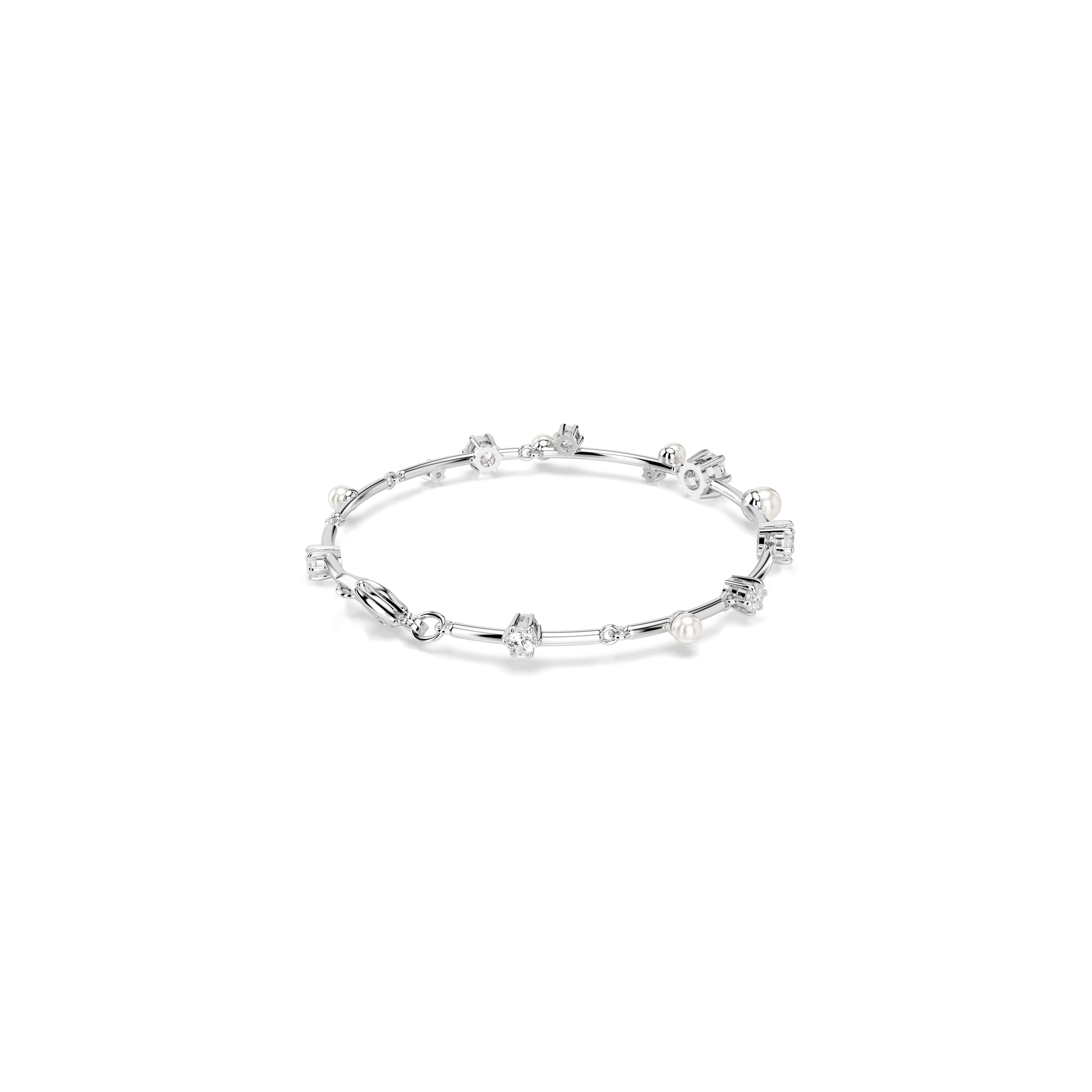 Constella bracelet, Crystal pearl, Round cuts, White, Rhodium plated 5707511