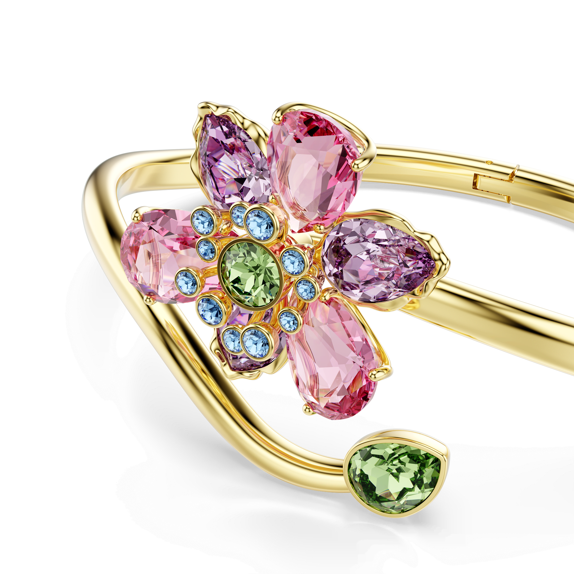 Idyllia bangle, Mixed cuts, Flower, Multicolored, Gold-tone plated 5709028