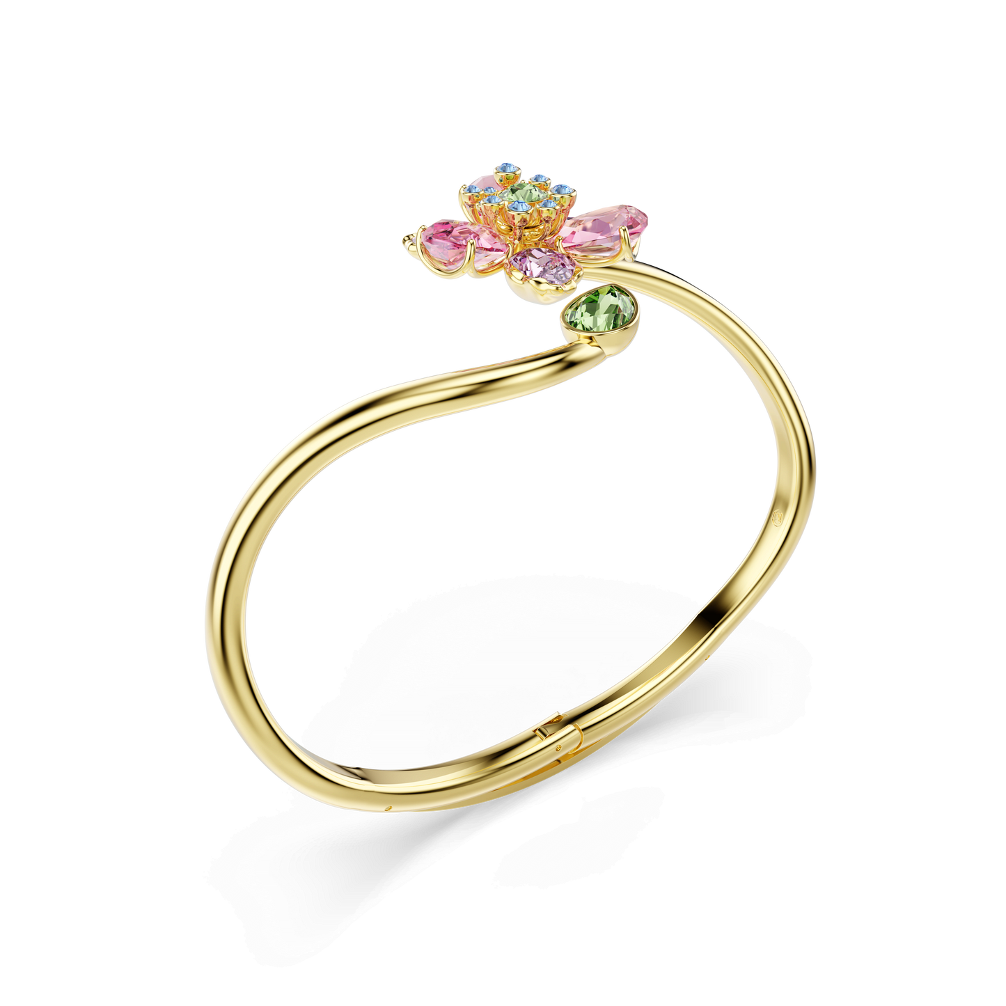 Idyllia bangle, Mixed cuts, Flower, Multicolored, Gold-tone plated 5709028