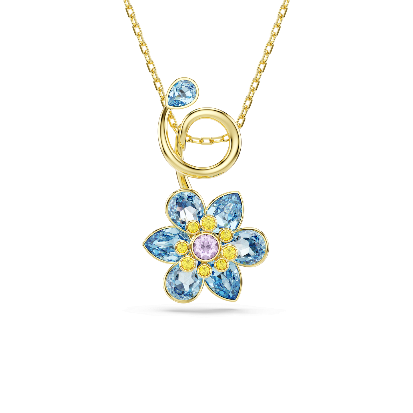 Idyllia pendant, Mixed cuts, Flower, Blue, Gold-tone plated 5709029