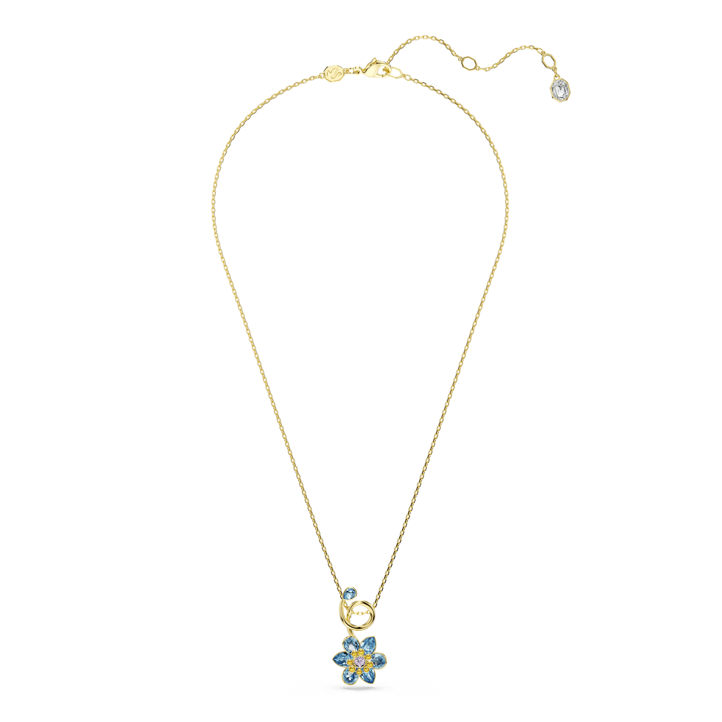 Idyllia pendant, Mixed cuts, Flower, Blue, Gold-tone plated 5709029