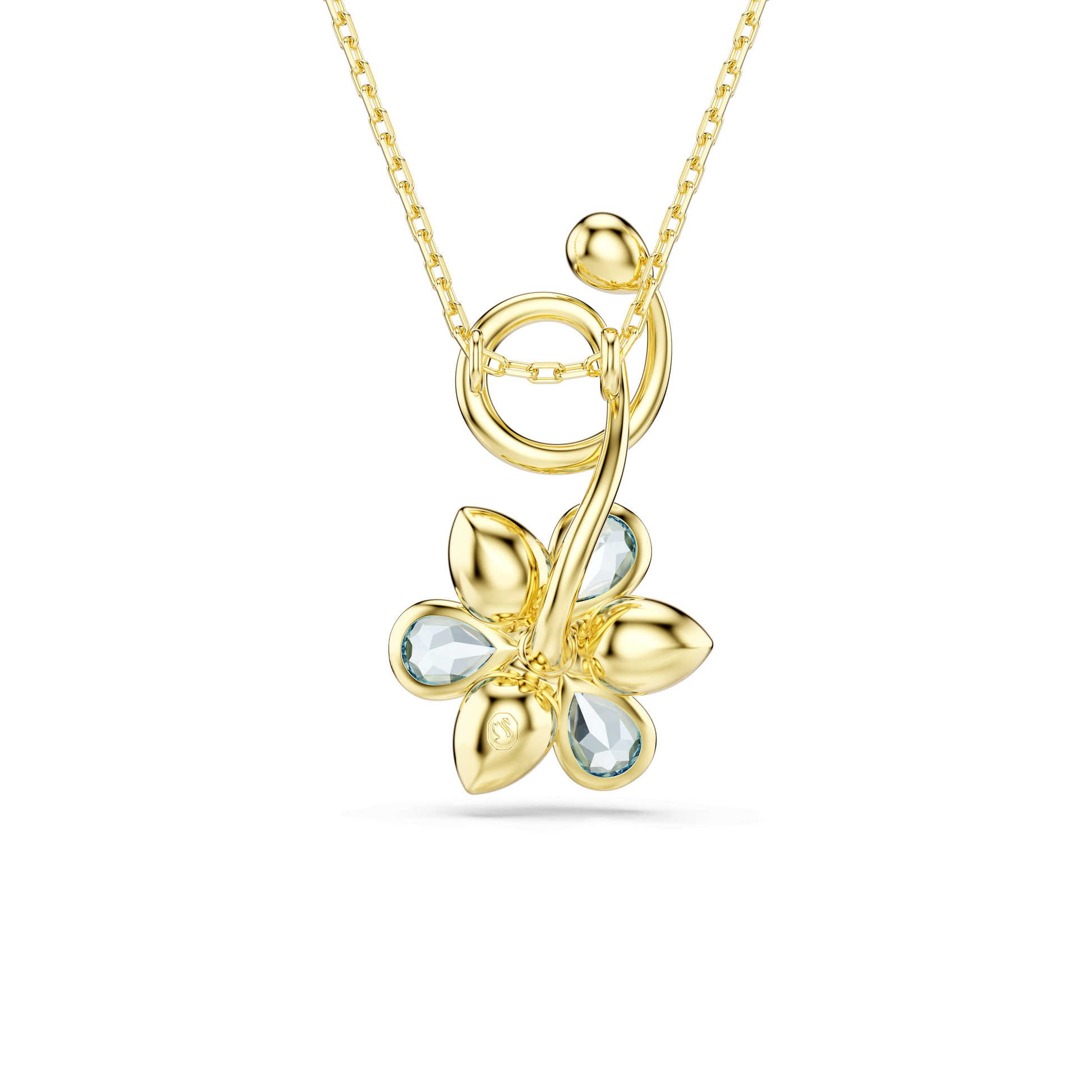 Idyllia pendant, Mixed cuts, Flower, Blue, Gold-tone plated 5709029