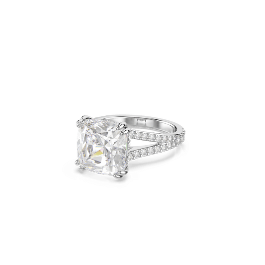 Stilla cocktail ring, Square cut, Pavé, White, Rhodium plated 5709901