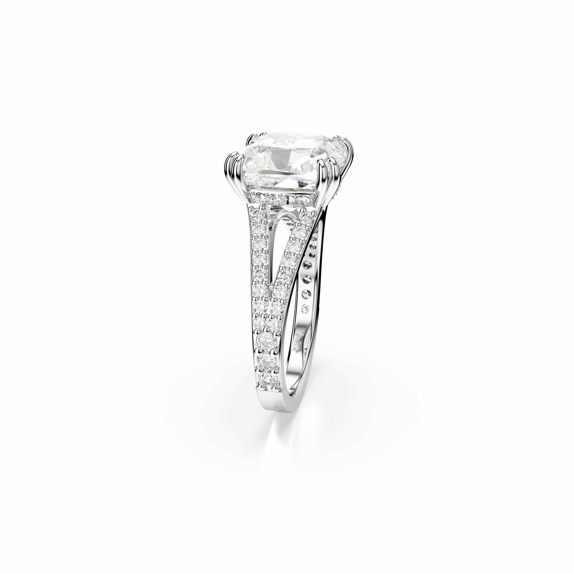 Stilla cocktail ring, Square cut, Pavé, White, Rhodium plated 5709902