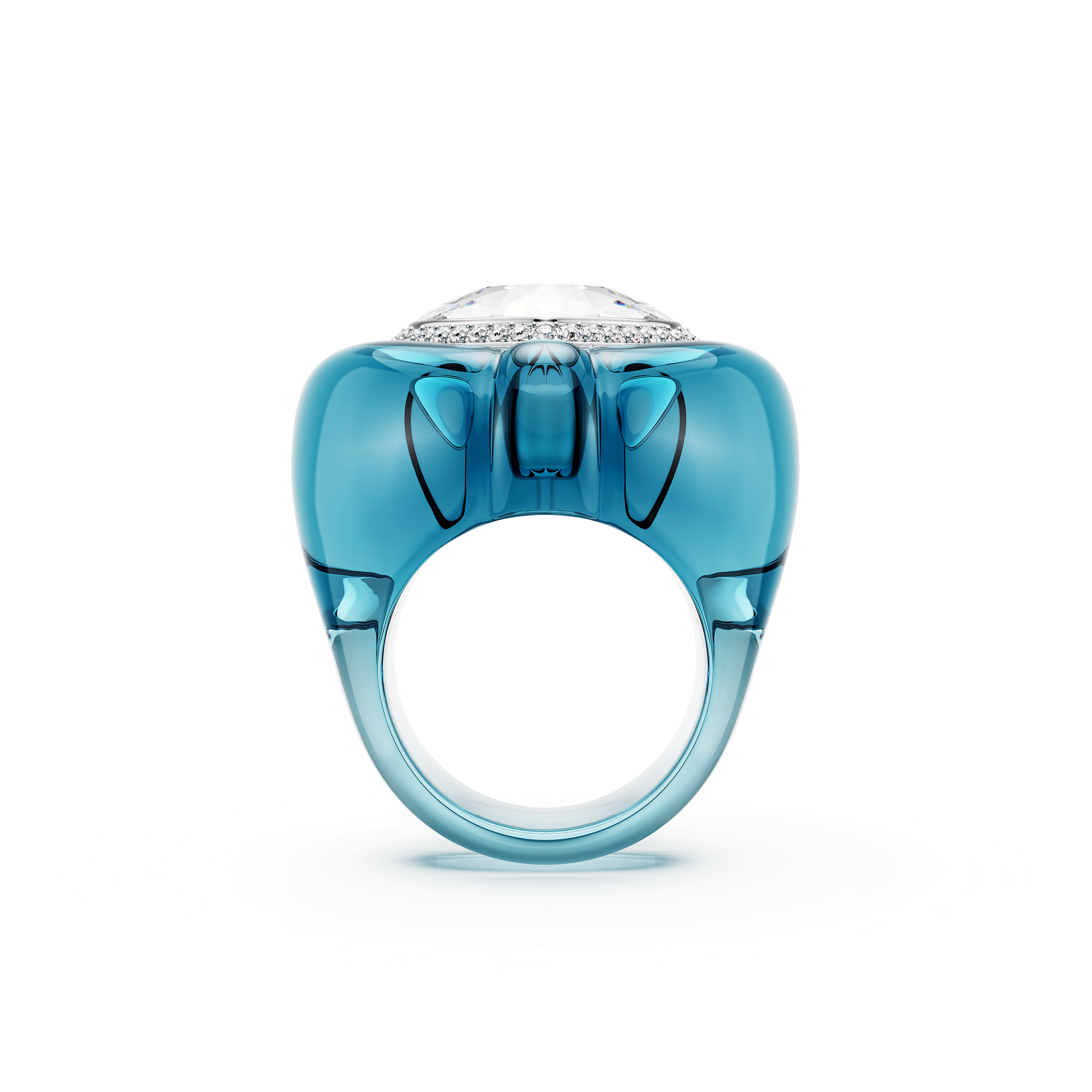 Dulcis cocktail ring, Heart cut, Pavé, Heart, Blue 5709966