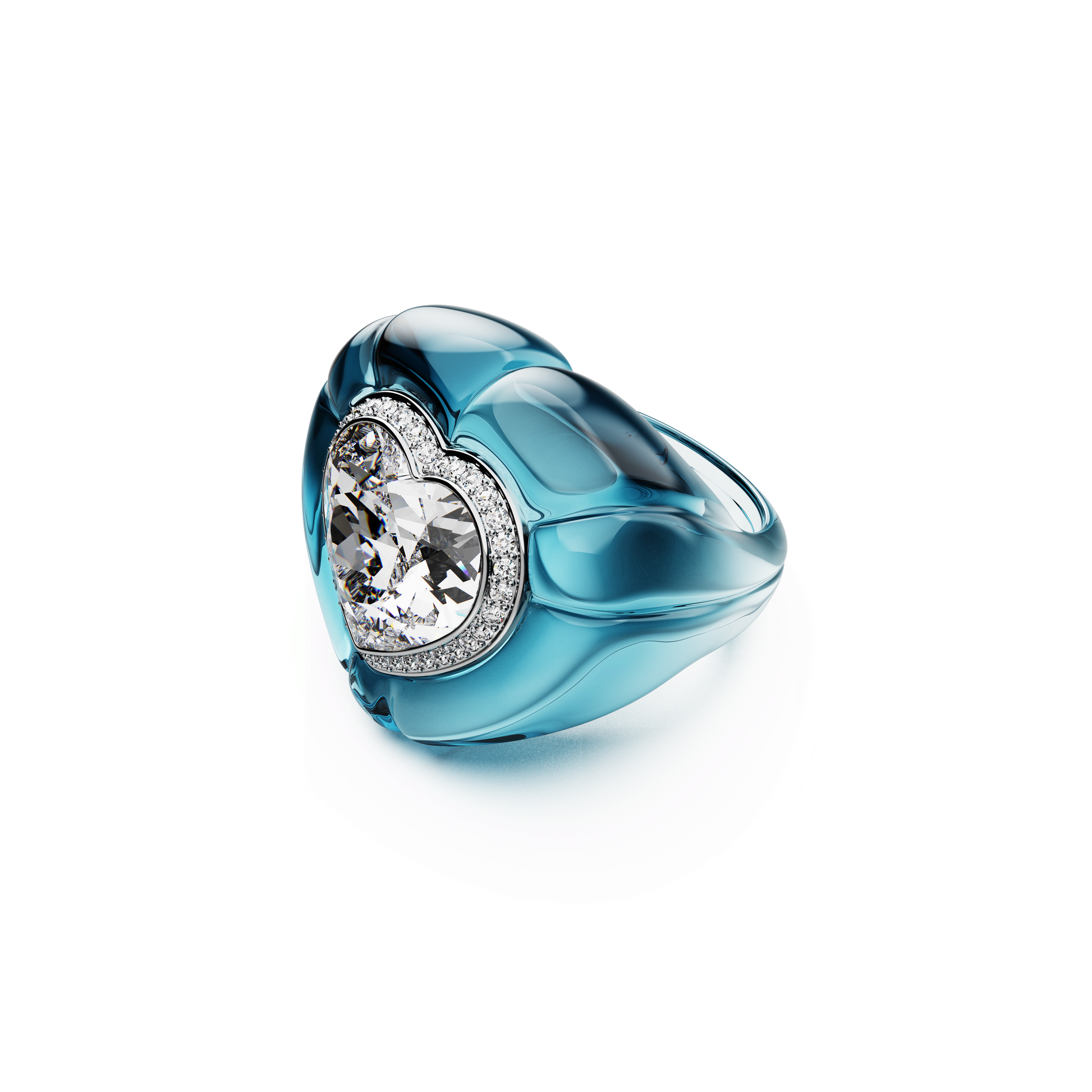 Dulcis cocktail ring, Heart cut, Pavé, Heart, Blue 5709967