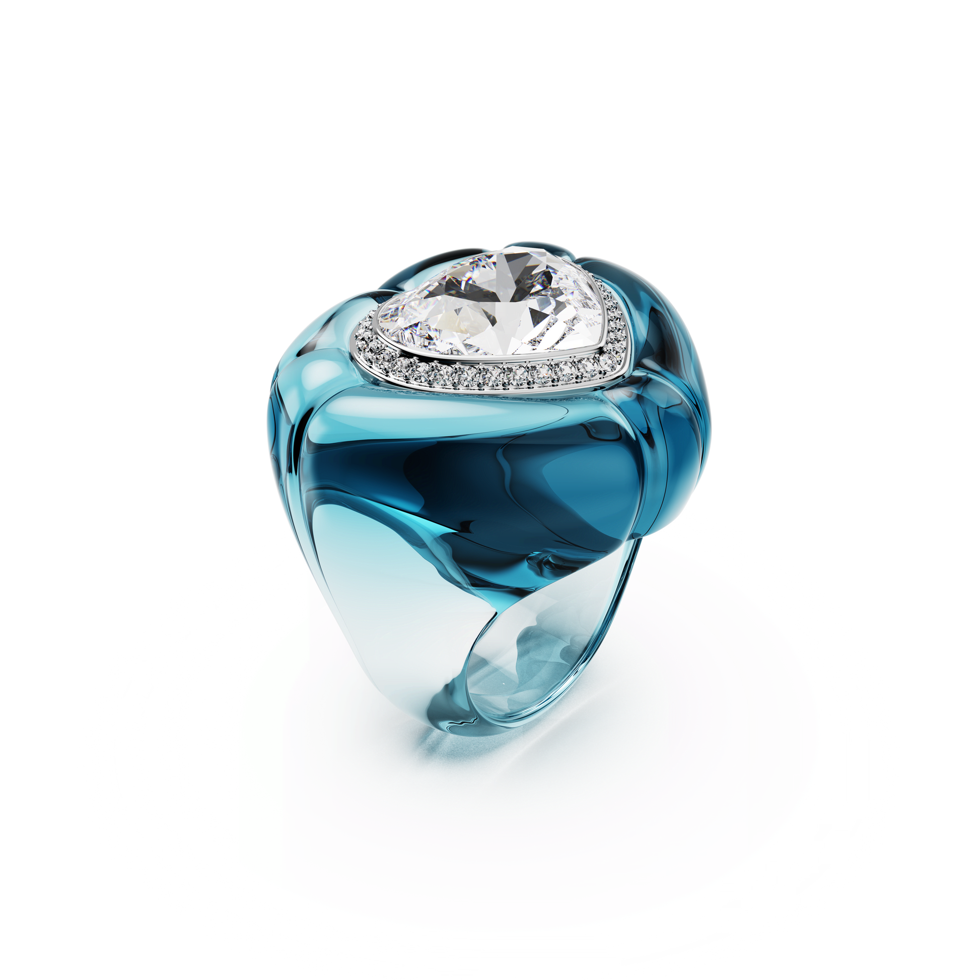 Dulcis cocktail ring, Heart cut, Pavé, Heart, Blue 5709967