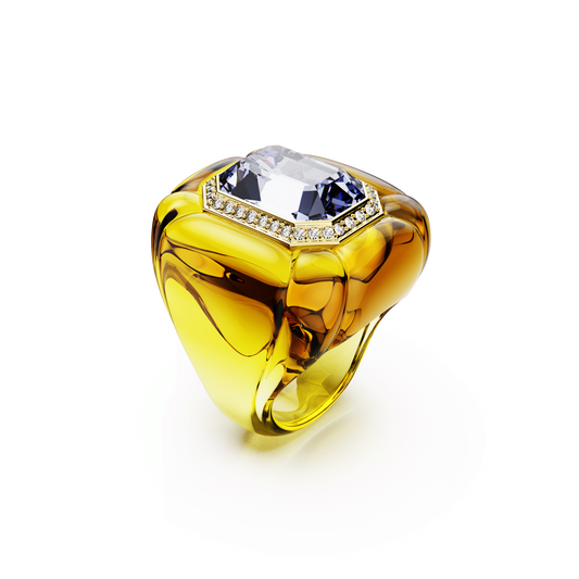 Dulcis cocktail ring, Cushion cut, Pavé, Yellow 5709975