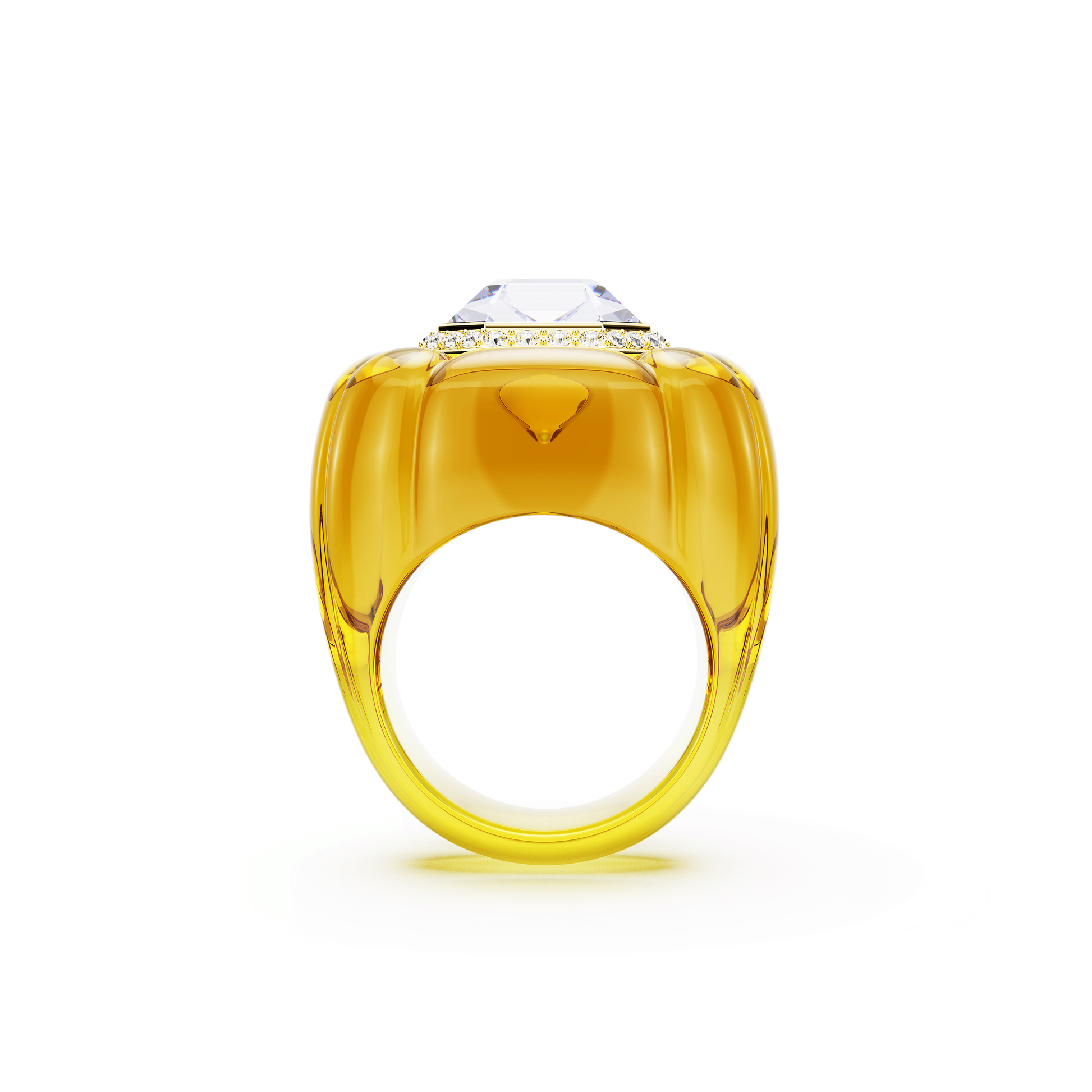 Dulcis cocktail ring, Cushion cut, Pavé, Yellow 5709974