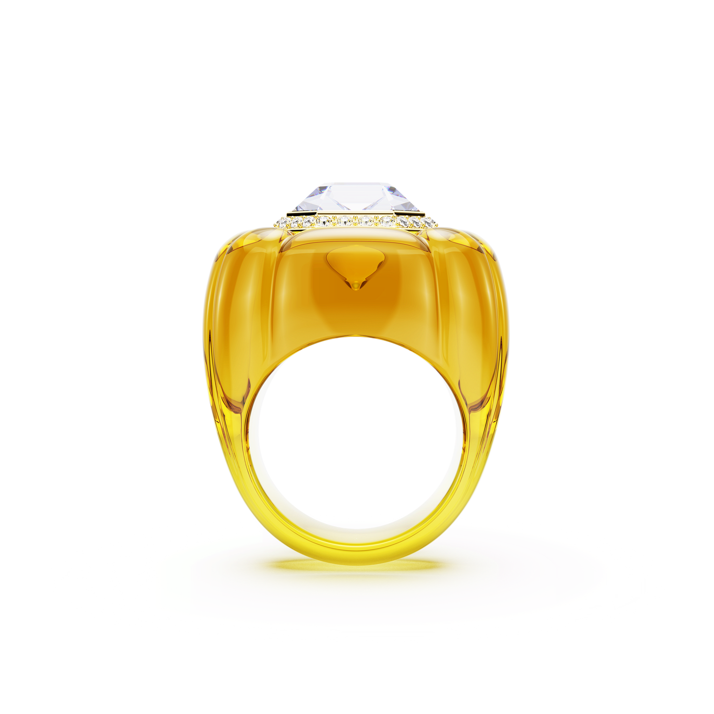 Dulcis cocktail ring, Cushion cut, Pavé, Yellow 5709975