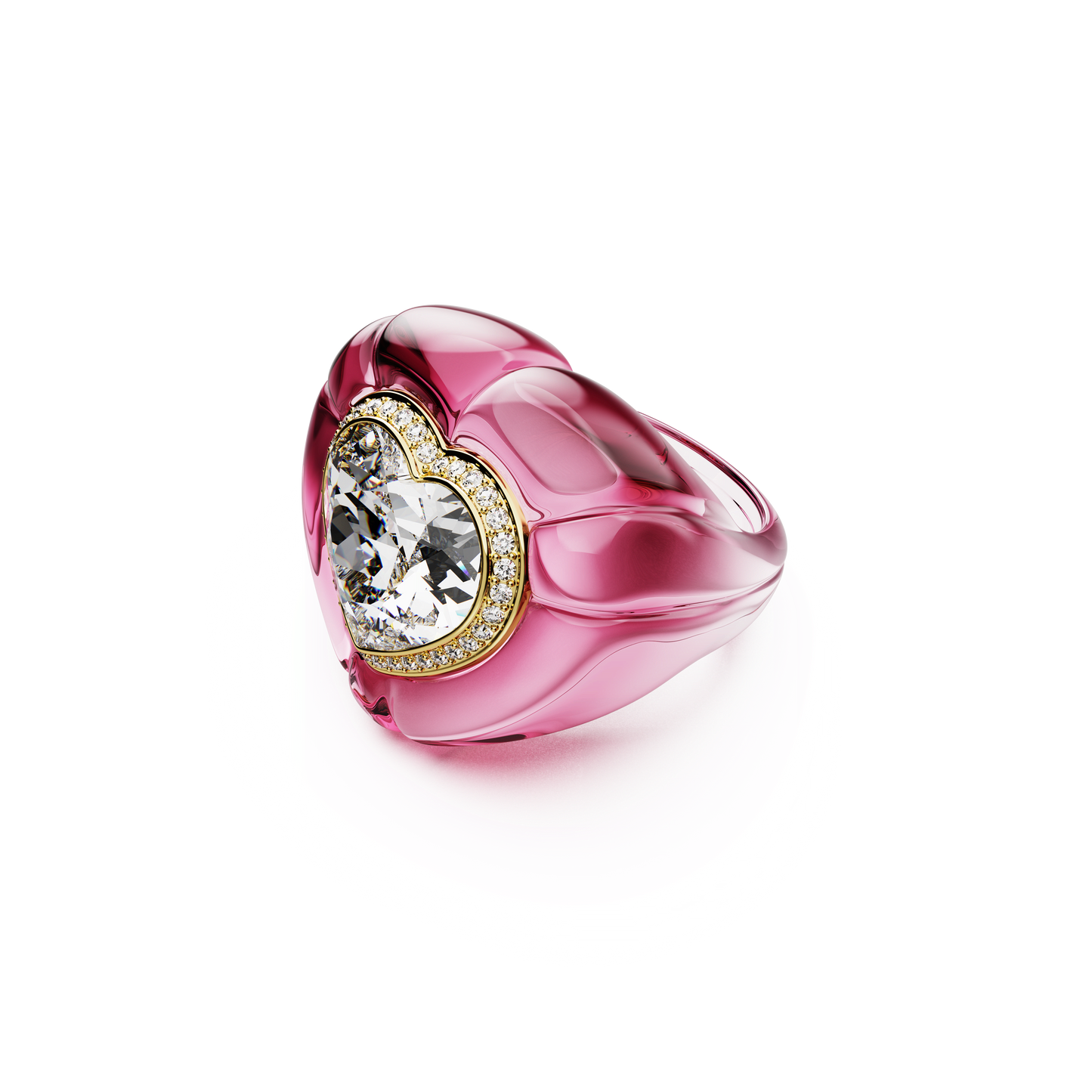 Dulcis cocktail ring, Heart cut, Pavé, Heart, Pink 5709993