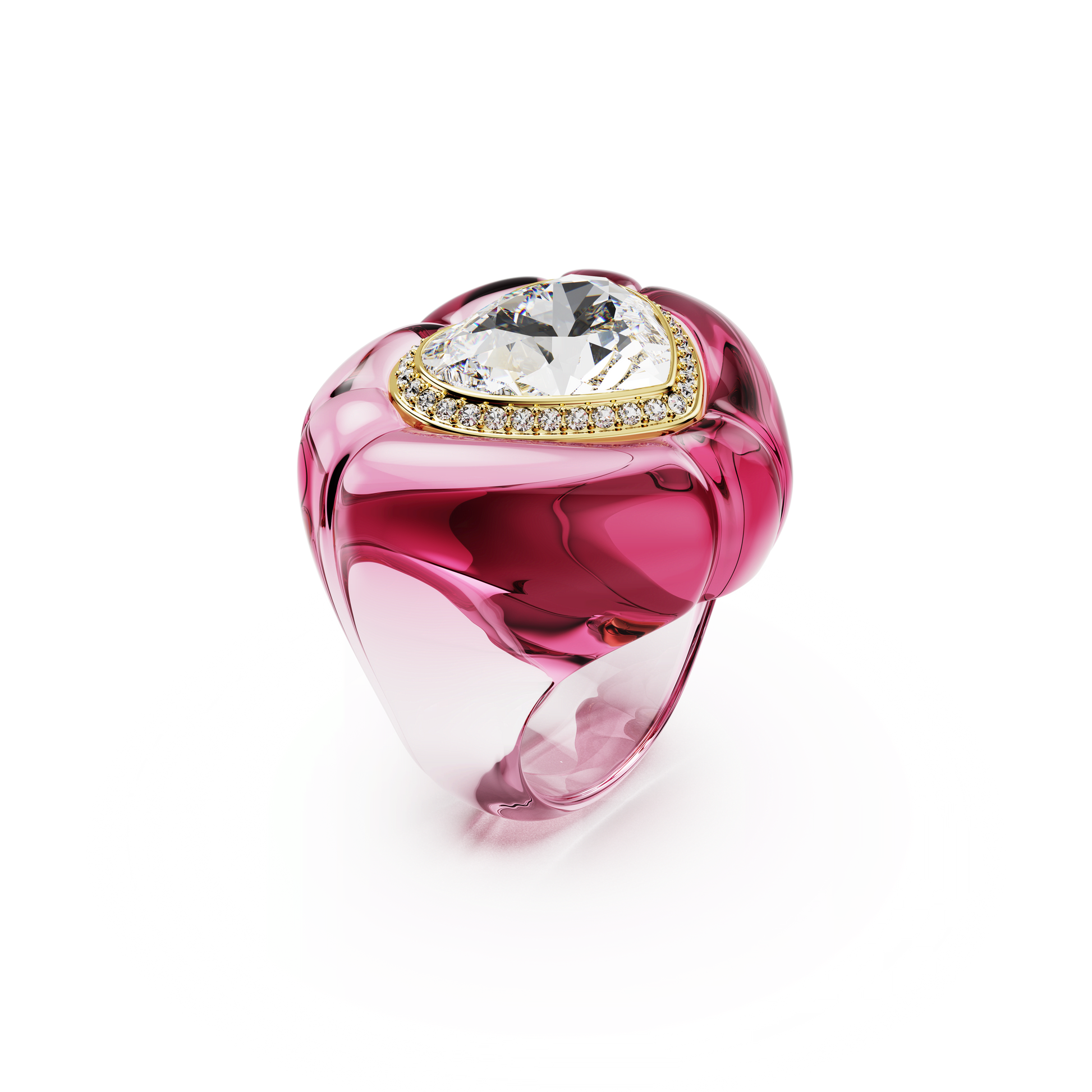 Dulcis cocktail ring, Heart cut, Pavé, Heart, Pink 5709996