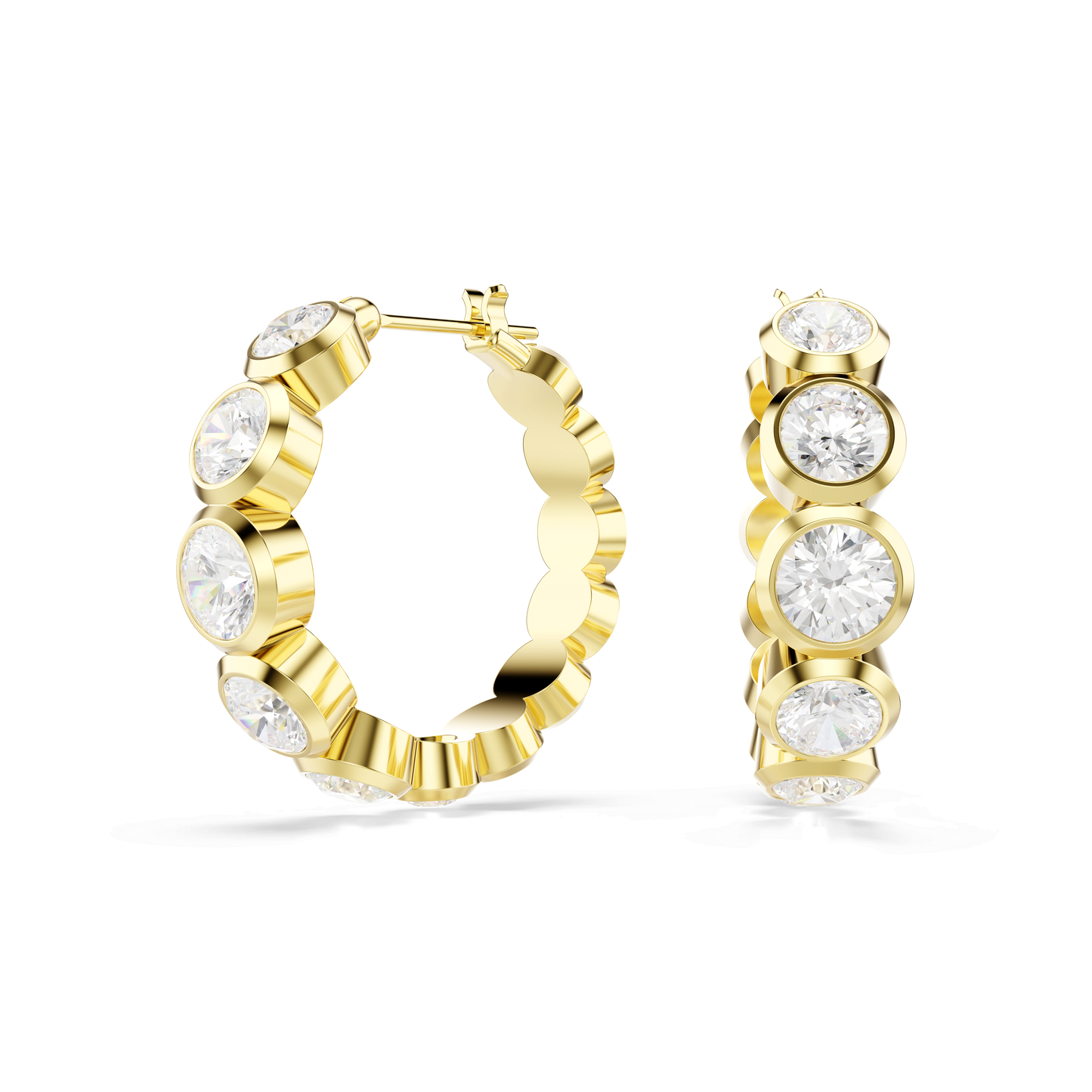Imber hoop earrings, Round cut, White, Gold-tone plated 5711483