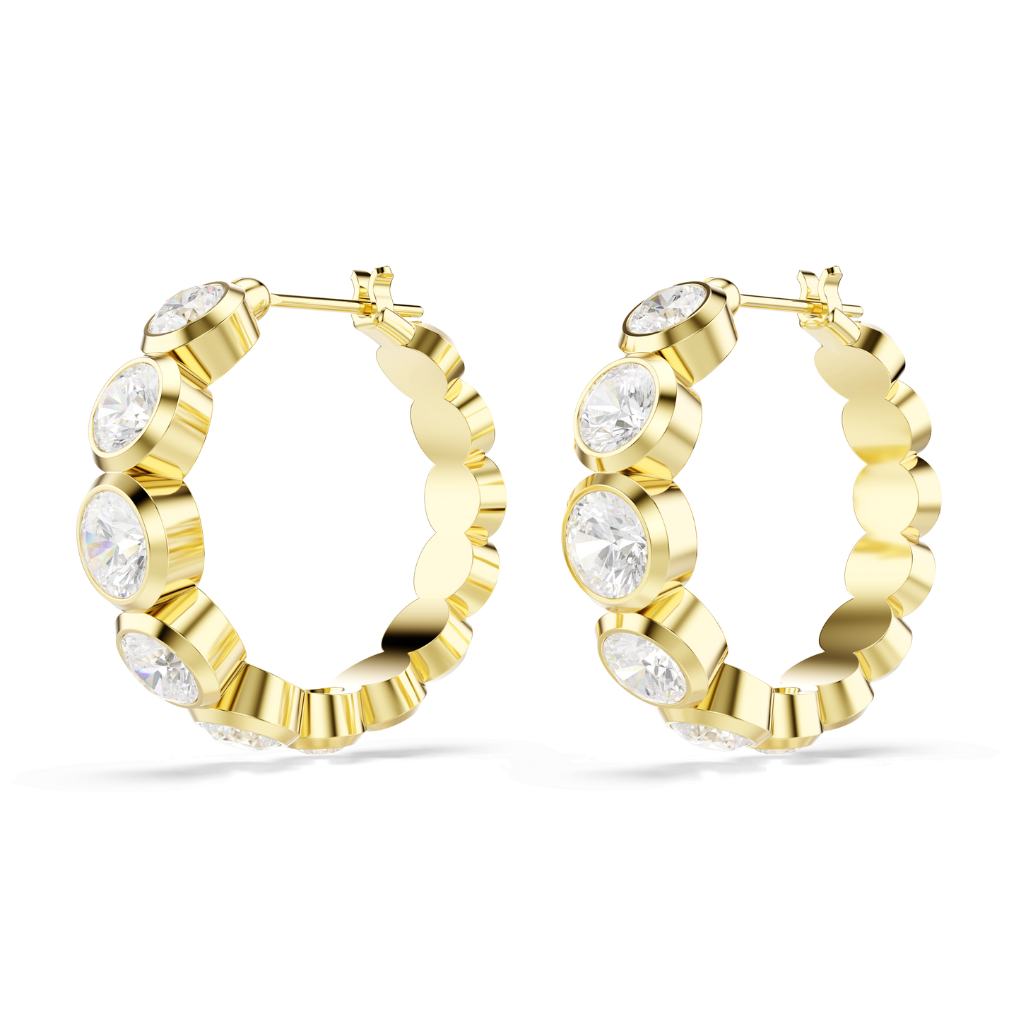 Imber hoop earrings, Round cut, White, Gold-tone plated 5711483