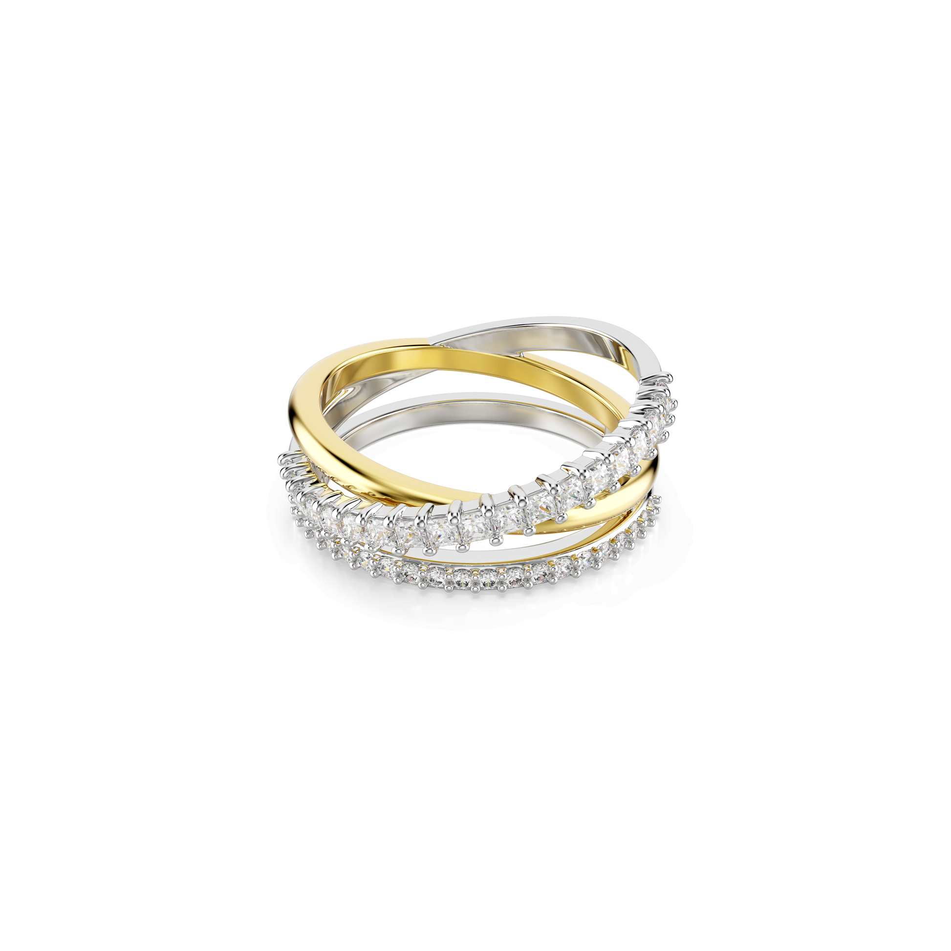 Hyperbola ring, Mixed cuts, White, Mixed metal finish 5714161