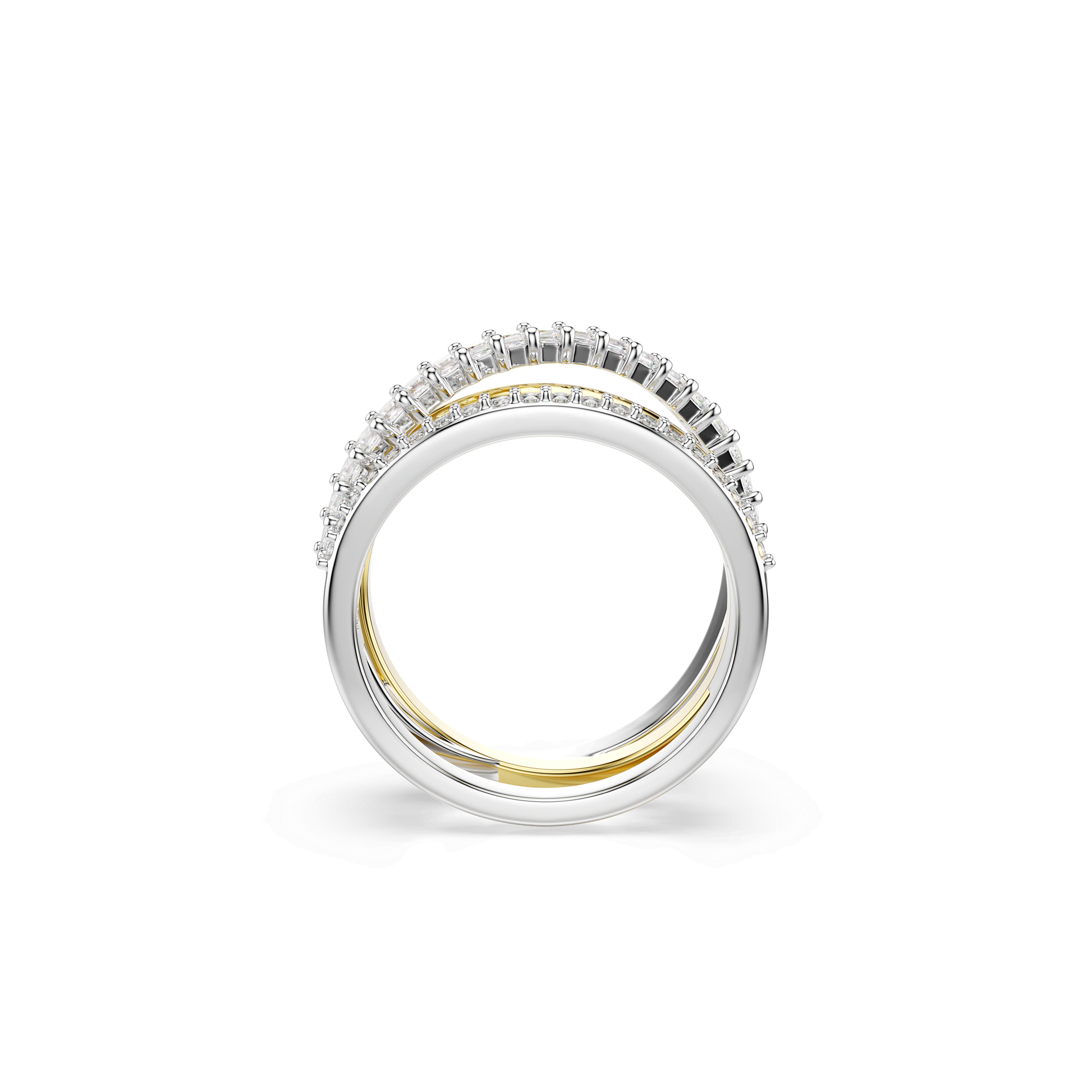 Hyperbola ring, Mixed cuts, White, Mixed metal finish 5714161