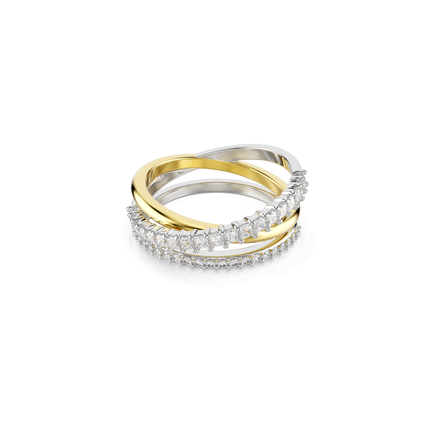 Hyperbola ring, Mixed cuts, White, Mixed metal finish 5714163