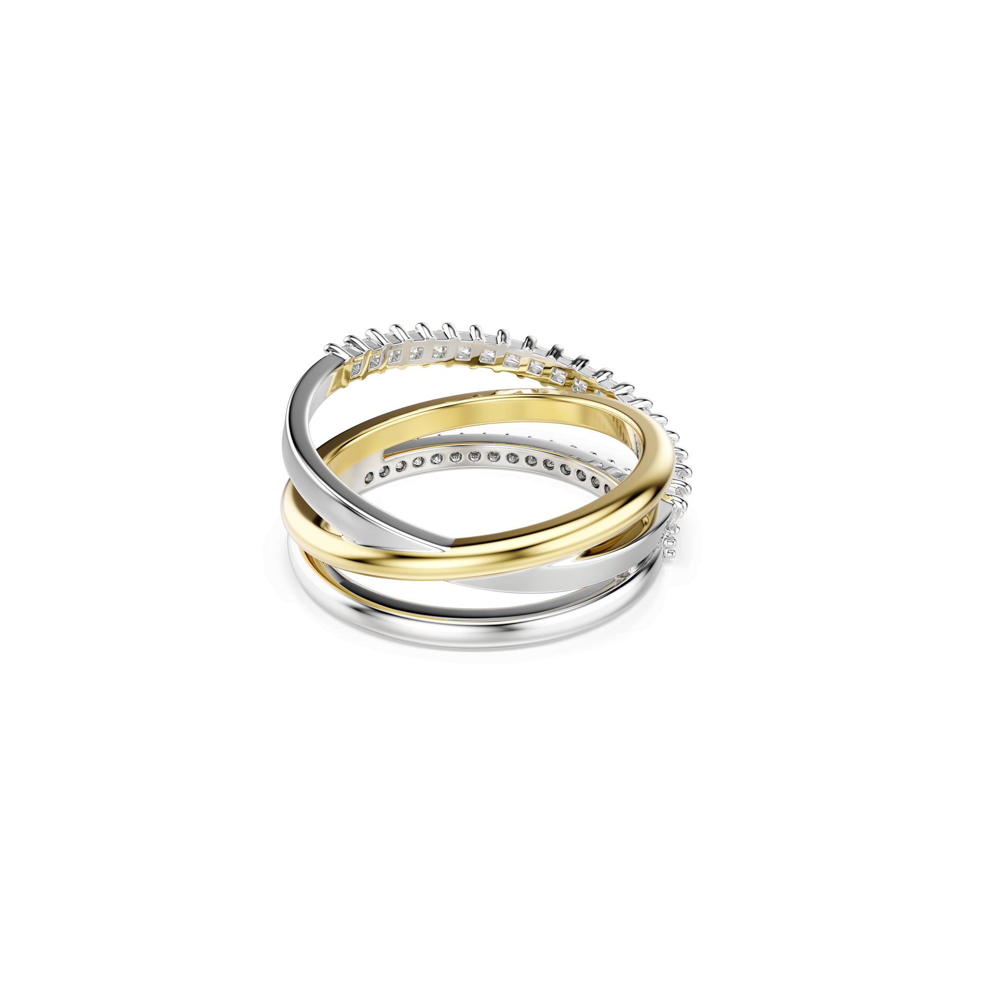 Hyperbola ring, Mixed cuts, White, Mixed metal finish 5714165