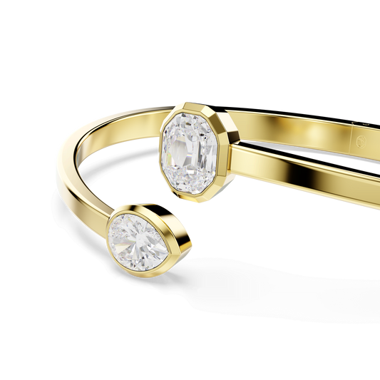 Imber bangle, Mixed cuts, White, Gold-tone plated 5714315