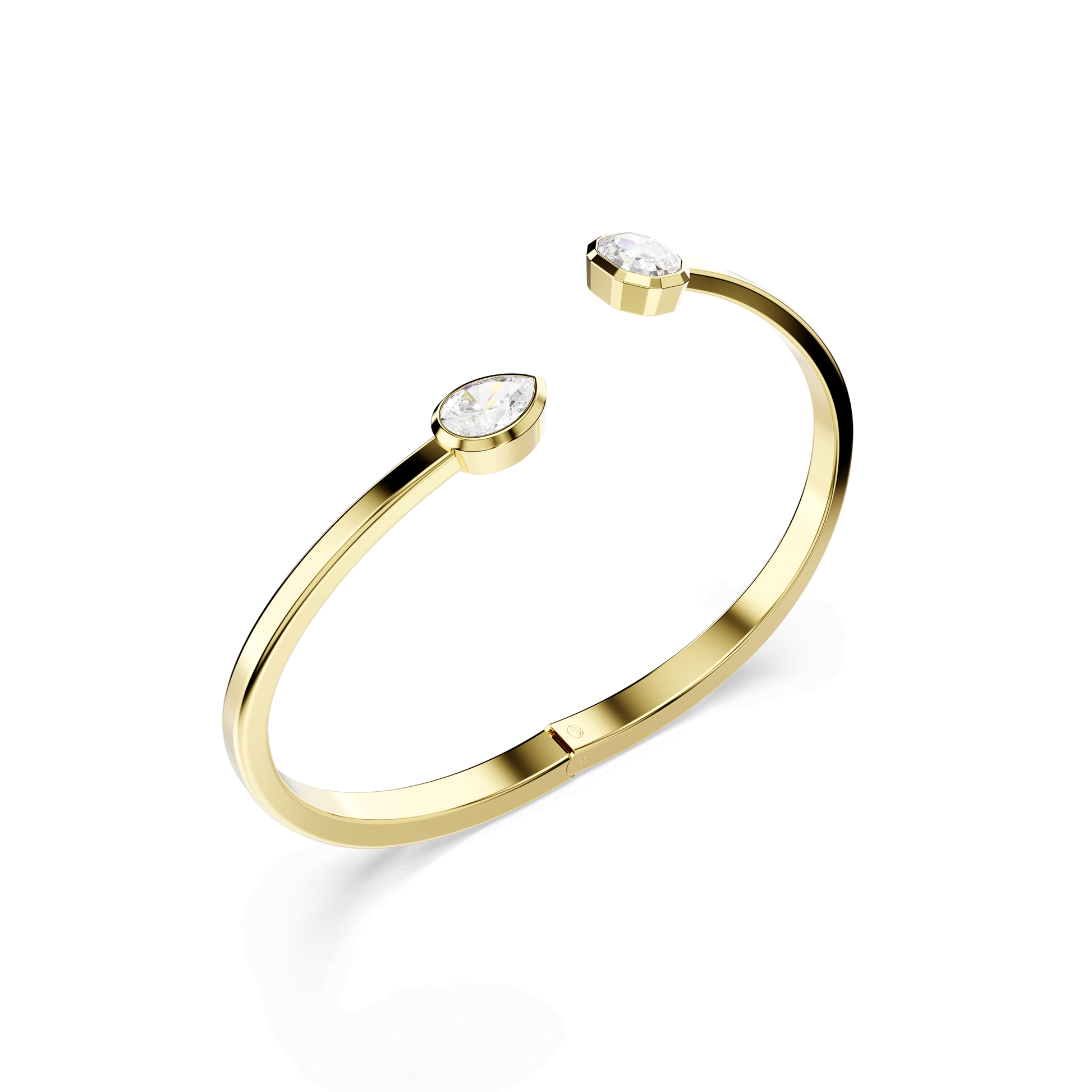 Imber bangle, Mixed cuts, White, Gold-tone plated 5714315