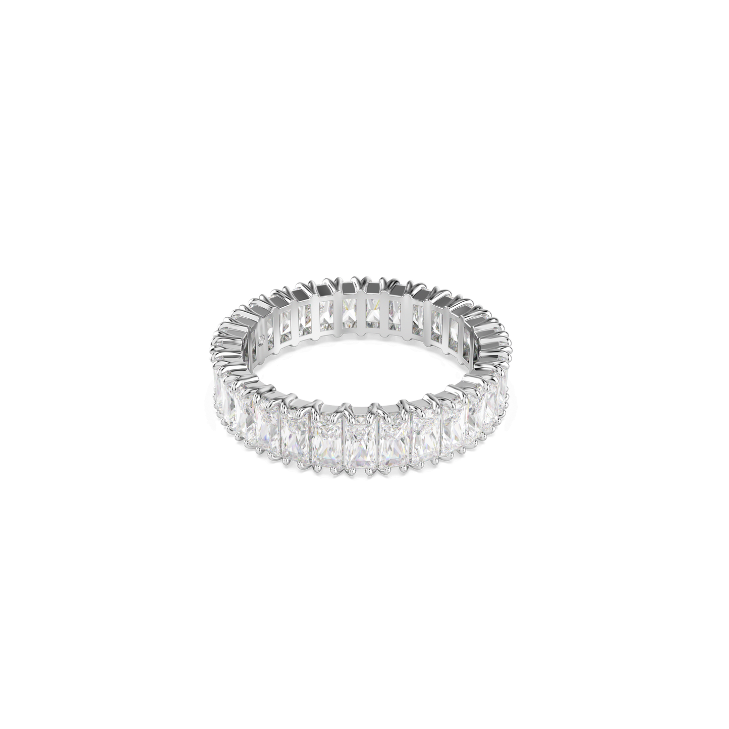 Matrix ring, Baguette cut, White, Silver-tone finish 5714332