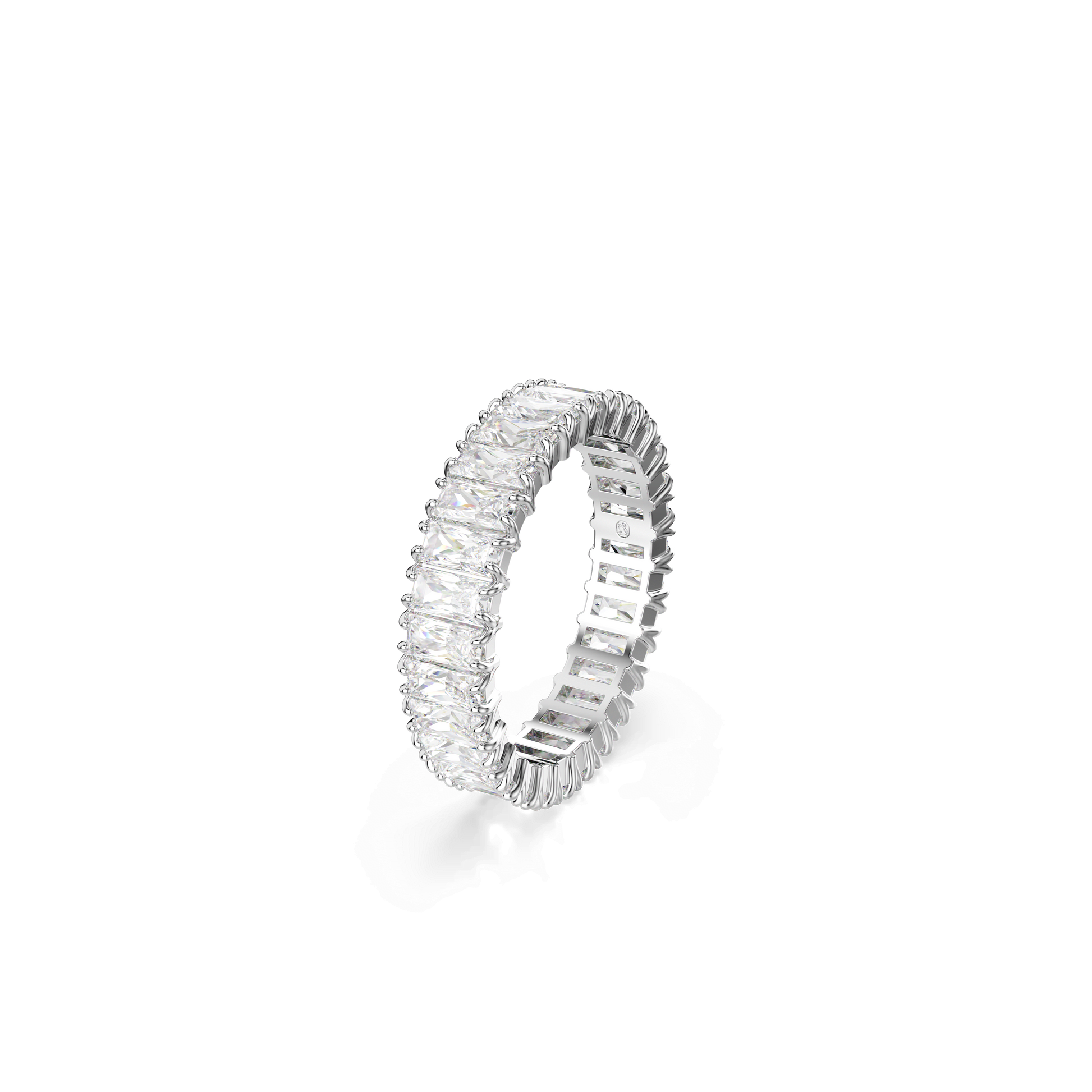 Matrix ring, Baguette cut, White, Silver-tone finish 5714335