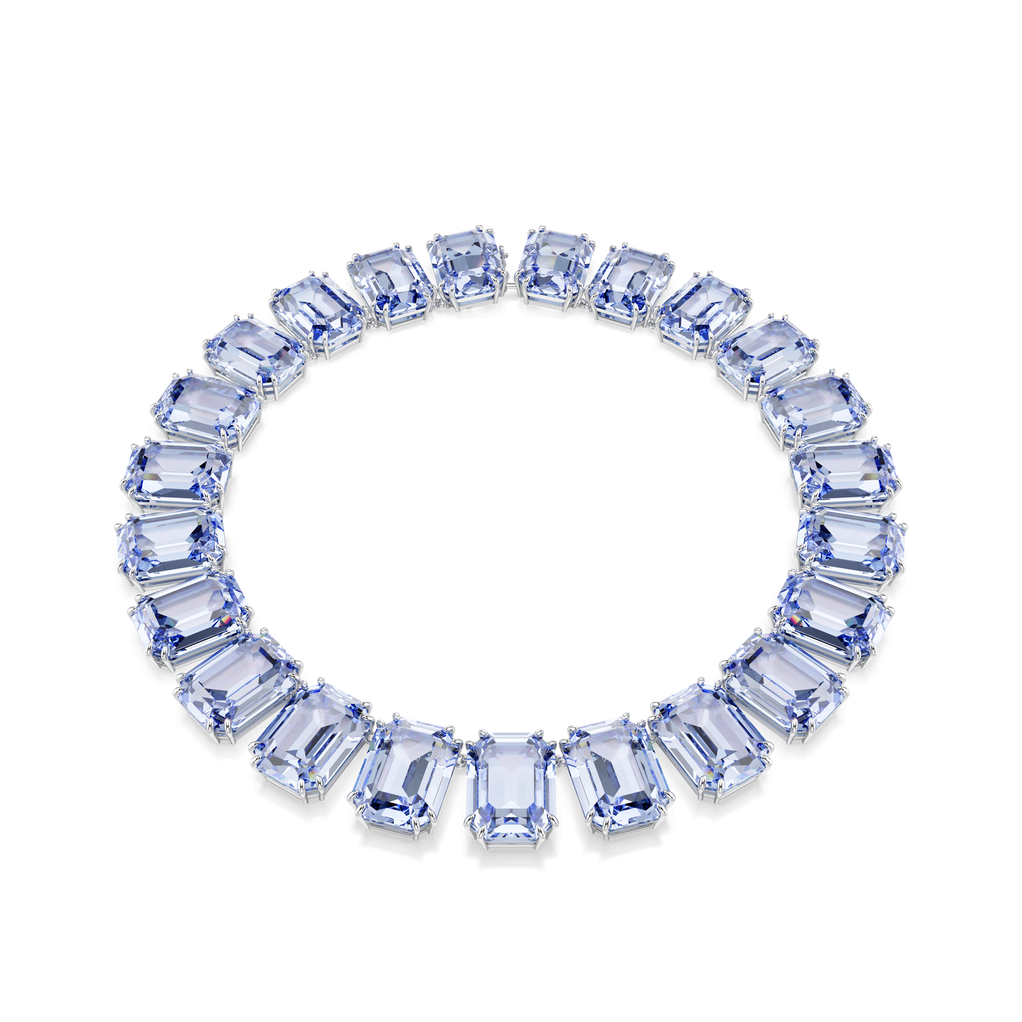 Millenia necklace, Oversized crystals, Octagon cut, Blue, Rhodium plated 5714397