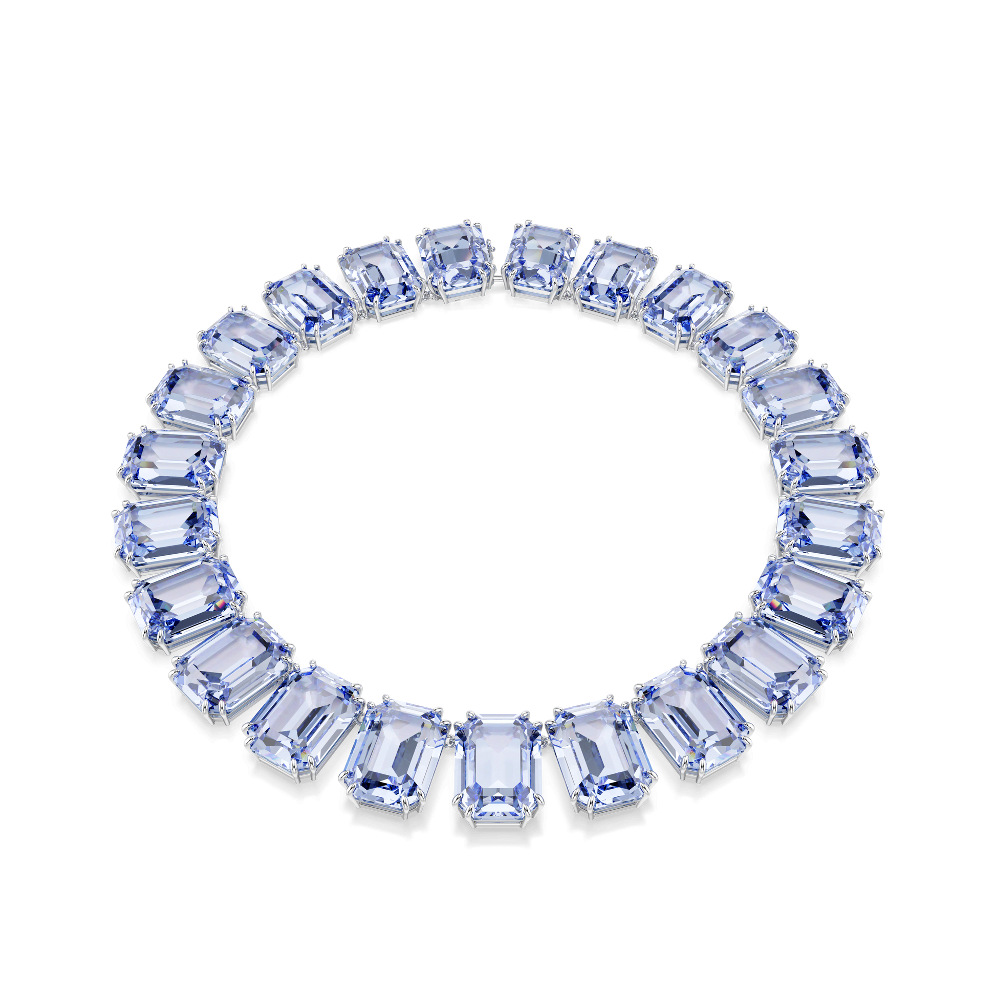 Millenia necklace, Oversized crystals, Octagon cut, Blue, Rhodium plated 5714397
