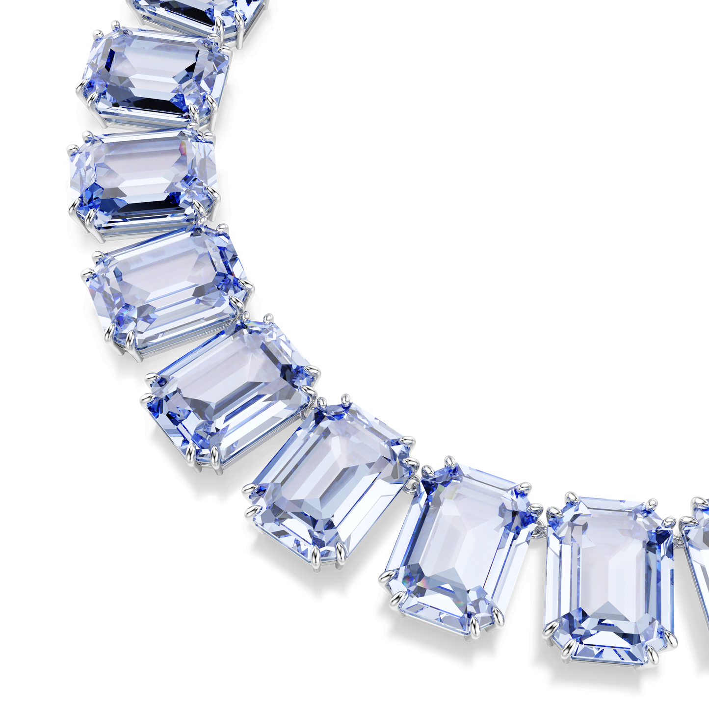 Millenia necklace, Oversized crystals, Octagon cut, Blue, Rhodium plated 5714397