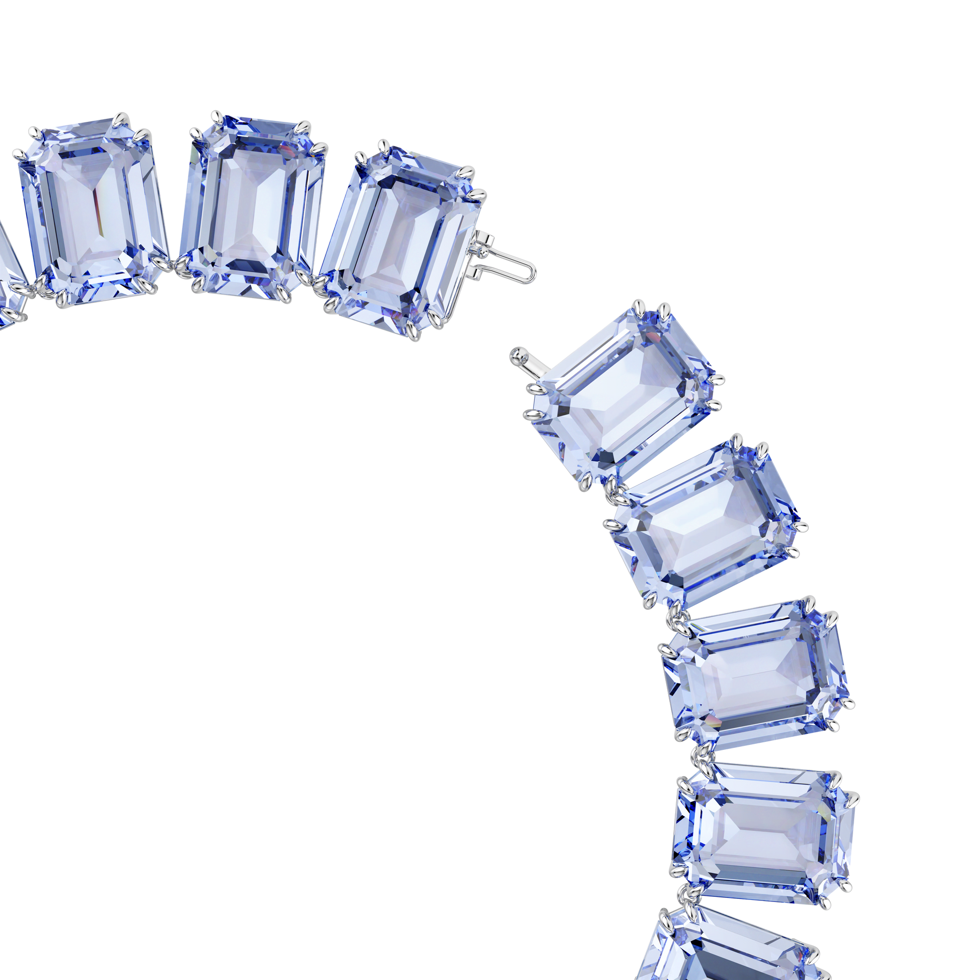 Millenia necklace, Oversized crystals, Octagon cut, Blue, Rhodium plated 5714397
