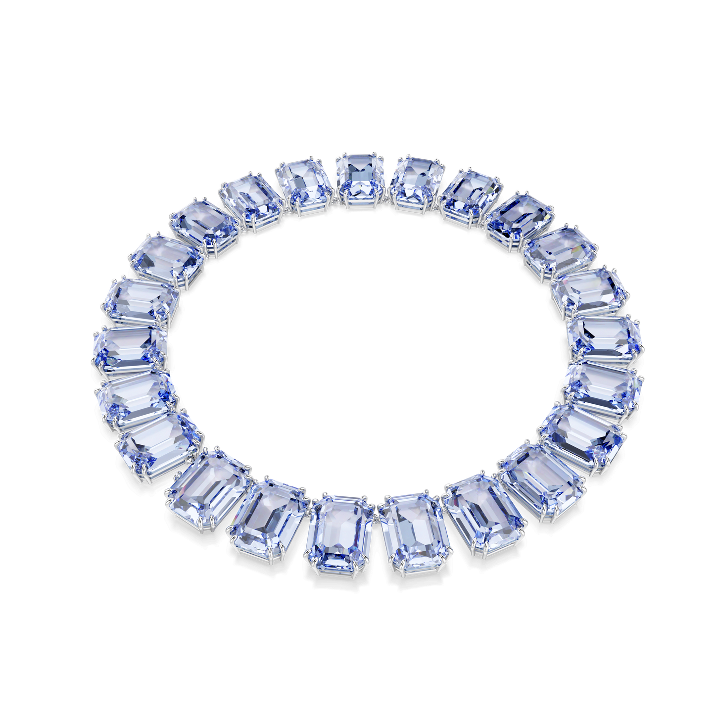 Millenia necklace, Oversized crystals, Octagon cut, Blue, Rhodium plated 5714397