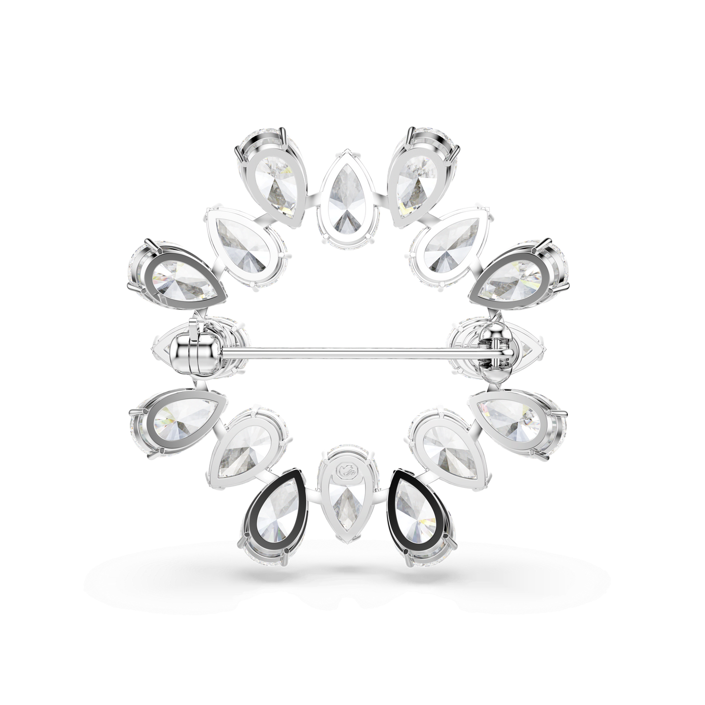 Matrix brooch, Pear cut, White, Rhodium plated 5714646