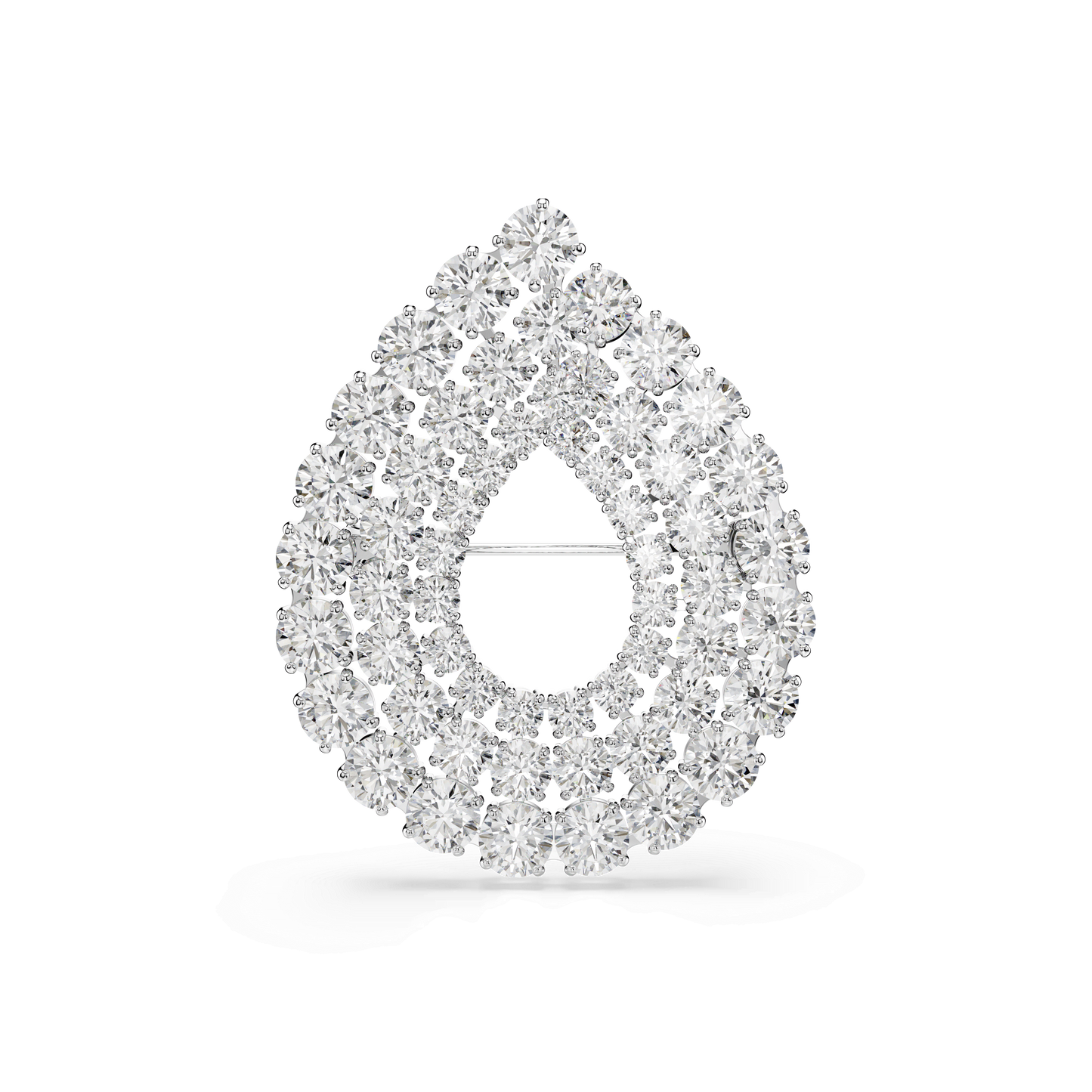 Matrix brooch, Round cut, White, Rhodium plated 5714648
