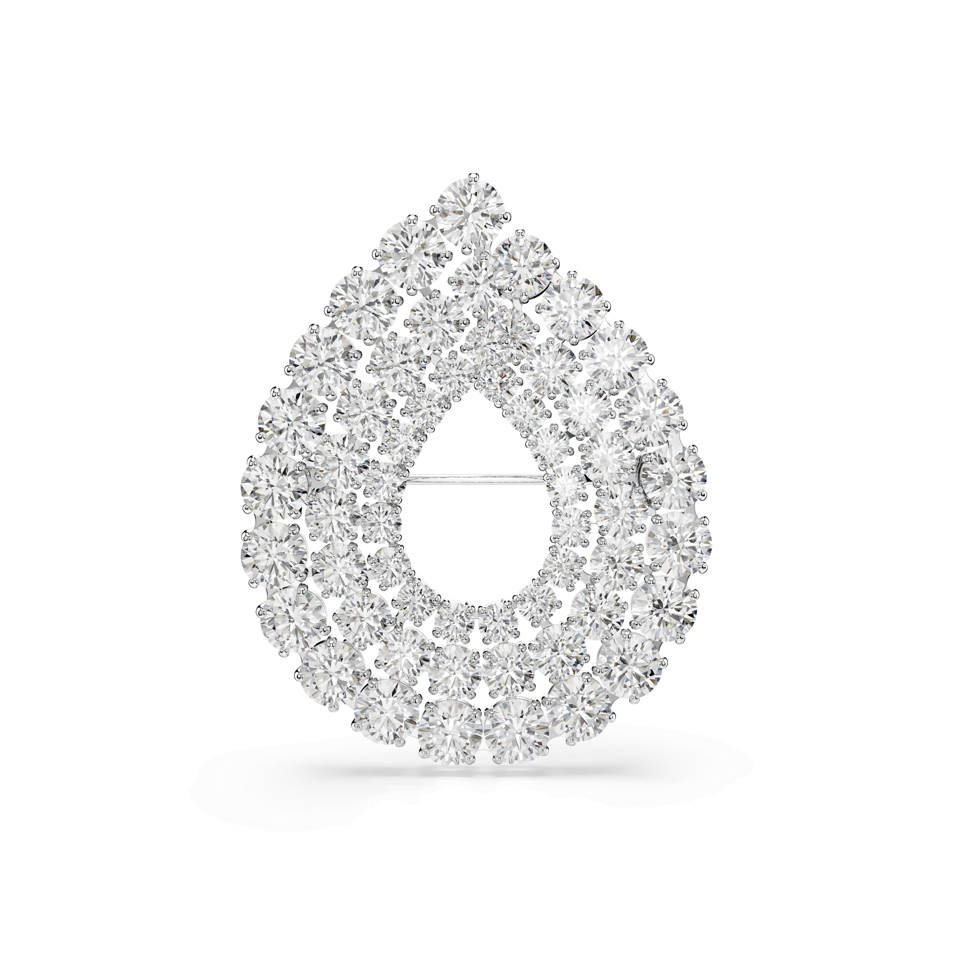 Matrix brooch, Round cut, White, Rhodium plated 5714648