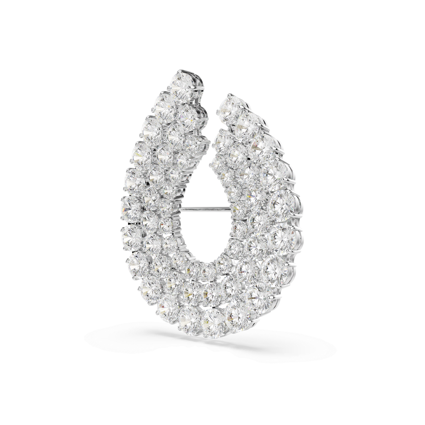 Matrix brooch, Round cut, White, Rhodium plated 5714648