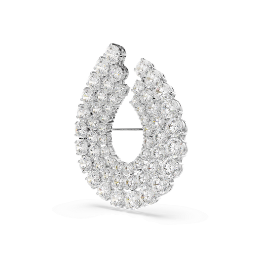 Matrix brooch, Round cut, White, Rhodium plated 5714648