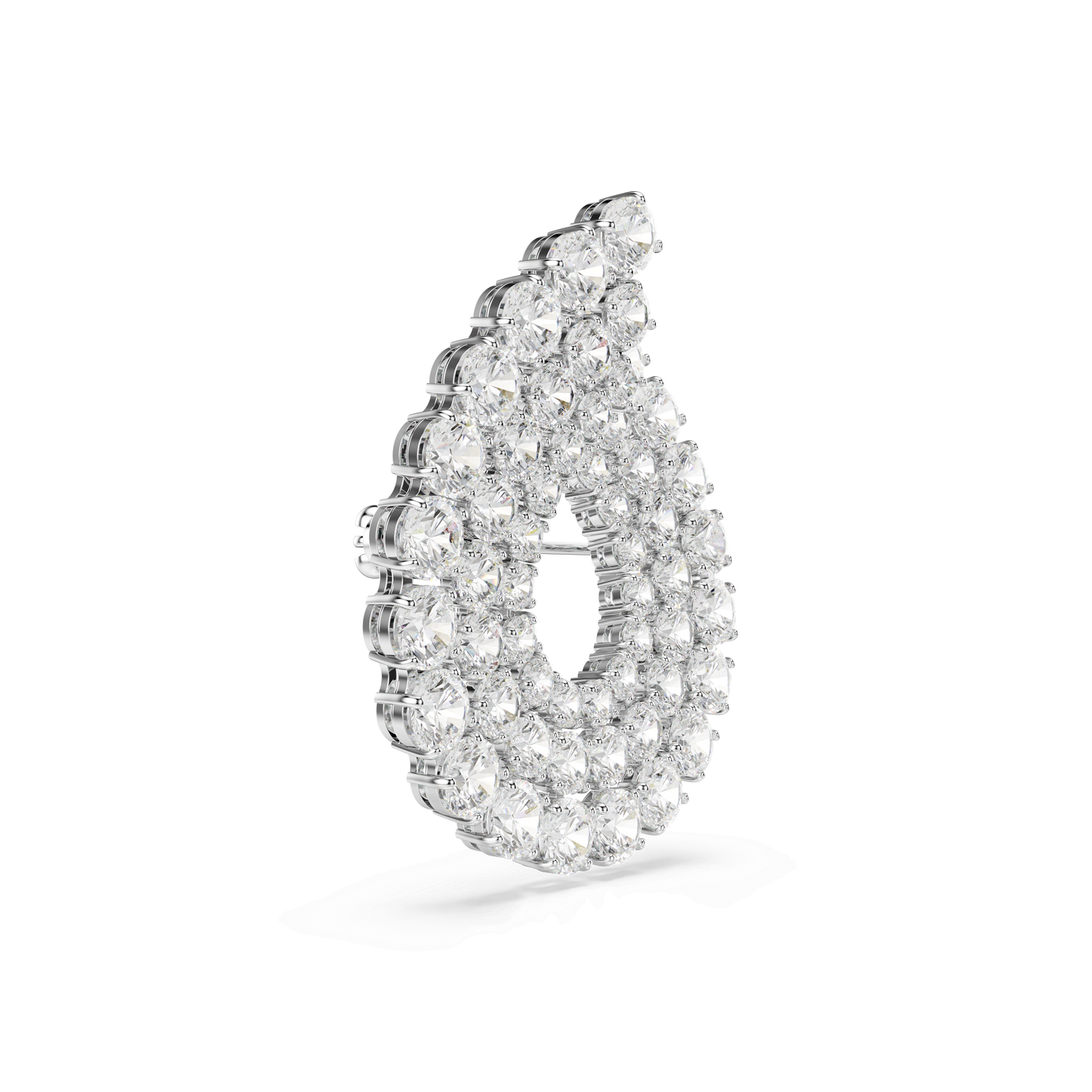 Matrix brooch, Round cut, White, Rhodium plated 5714648