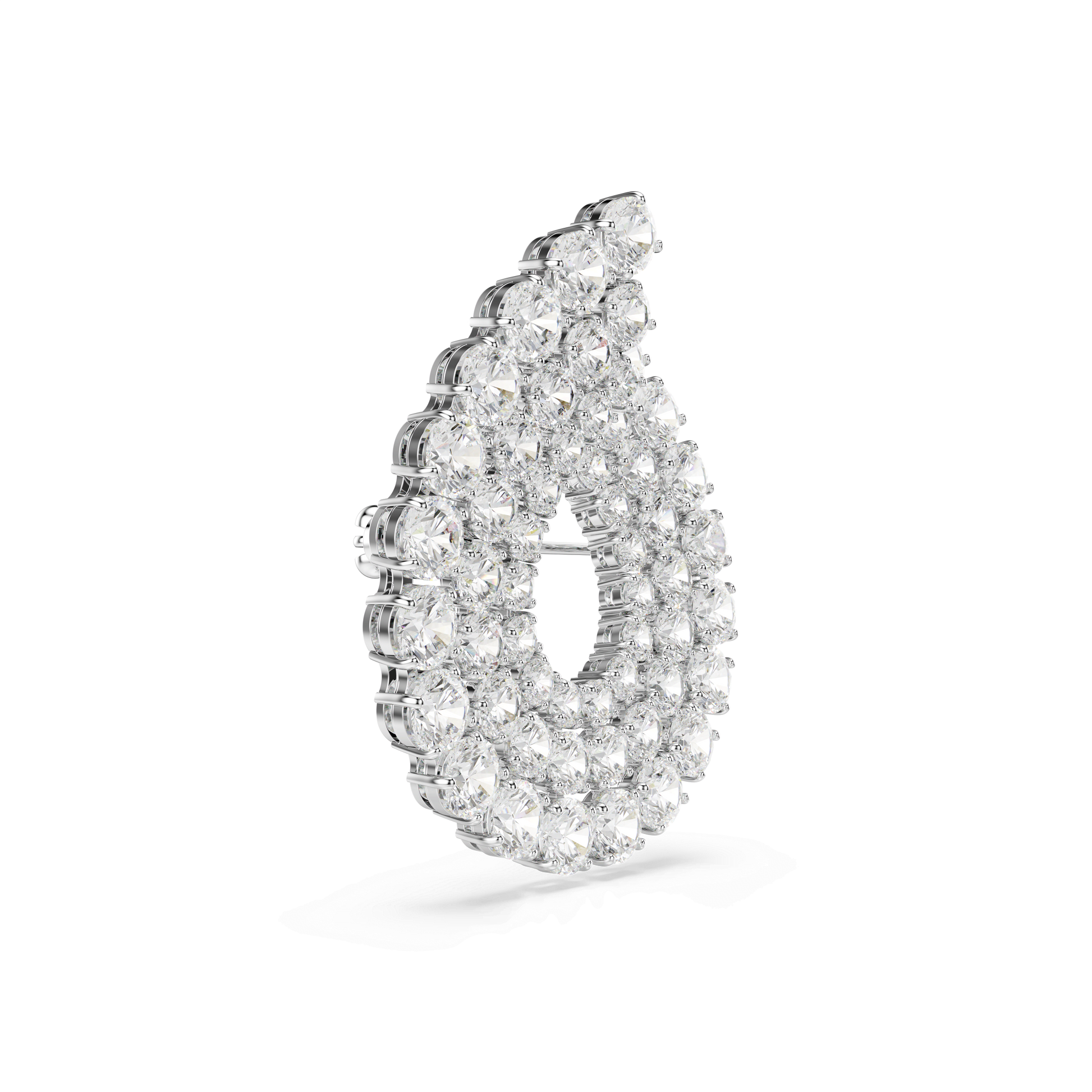 Matrix brooch, Round cut, White, Rhodium plated 5714648