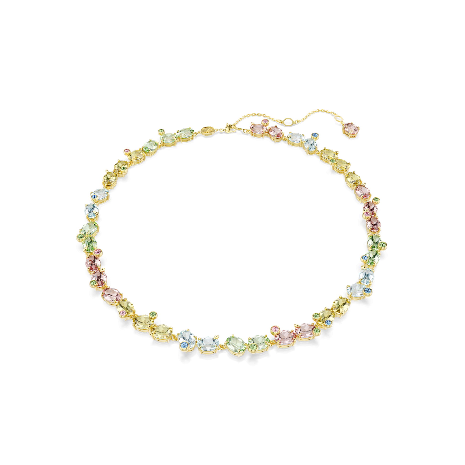 Gema Tennis necklace, Mixed cuts, Multicolored, Gold-tone plated 5714836