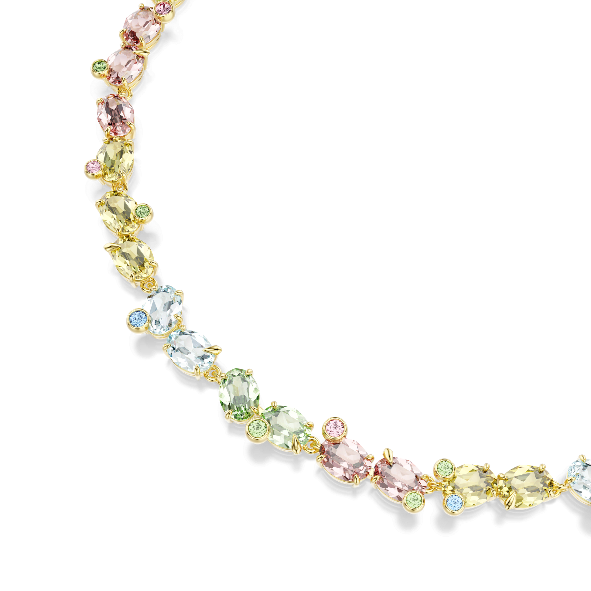 Gema Tennis necklace, Mixed cuts, Multicolored, Gold-tone plated 5714836