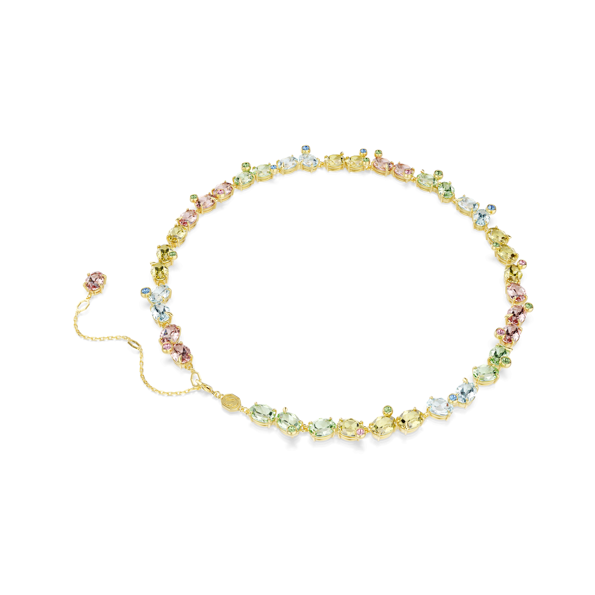 Gema Tennis necklace, Mixed cuts, Multicolored, Gold-tone plated 5714836