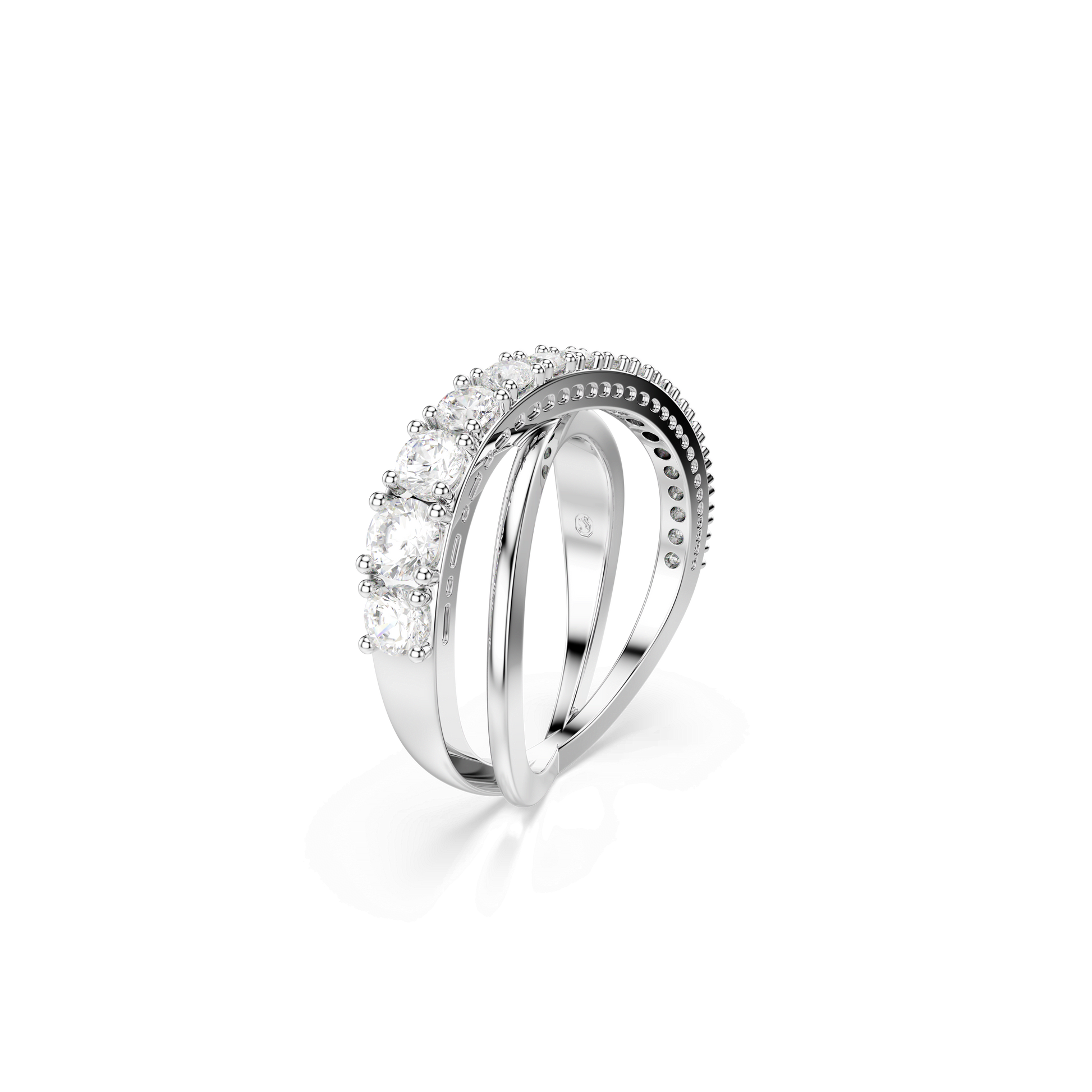 Hyperbola ring, Mixed cuts, White, Silver-tone finish 5714952